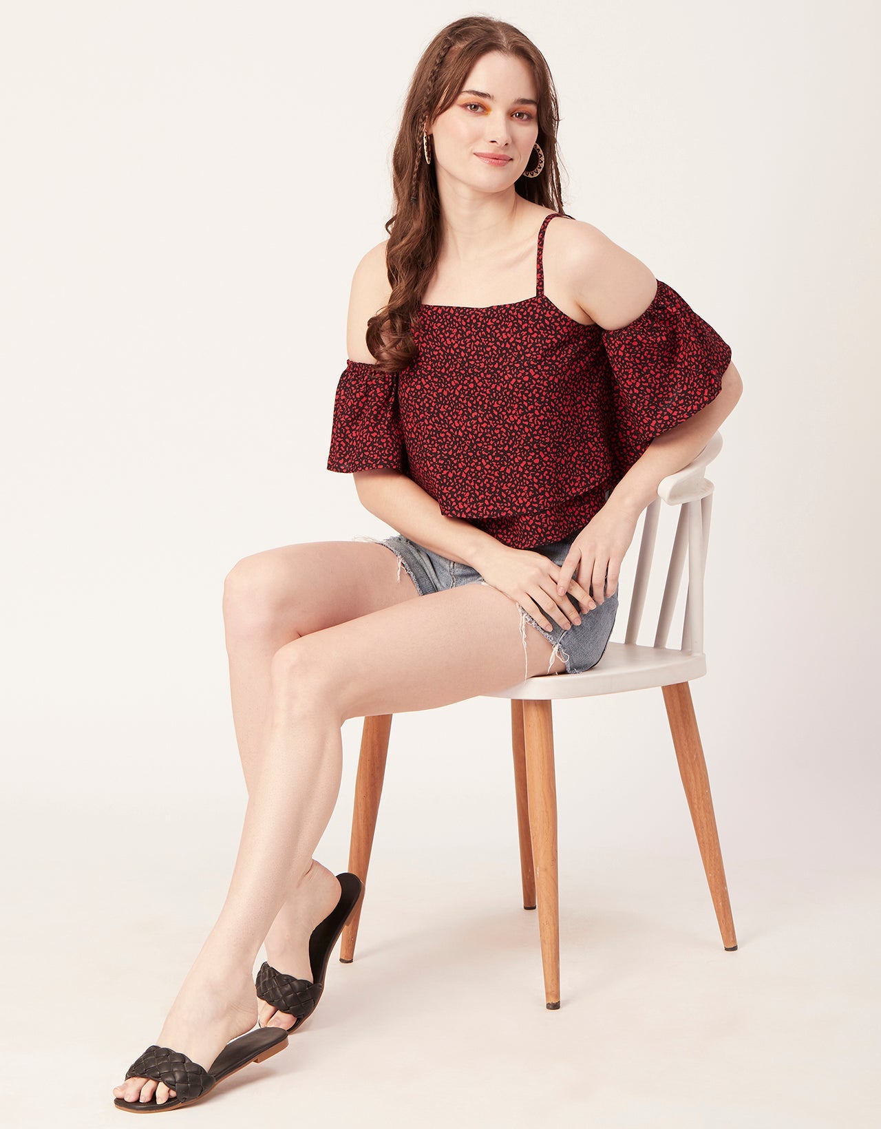 Printed Ruffled Crop Top