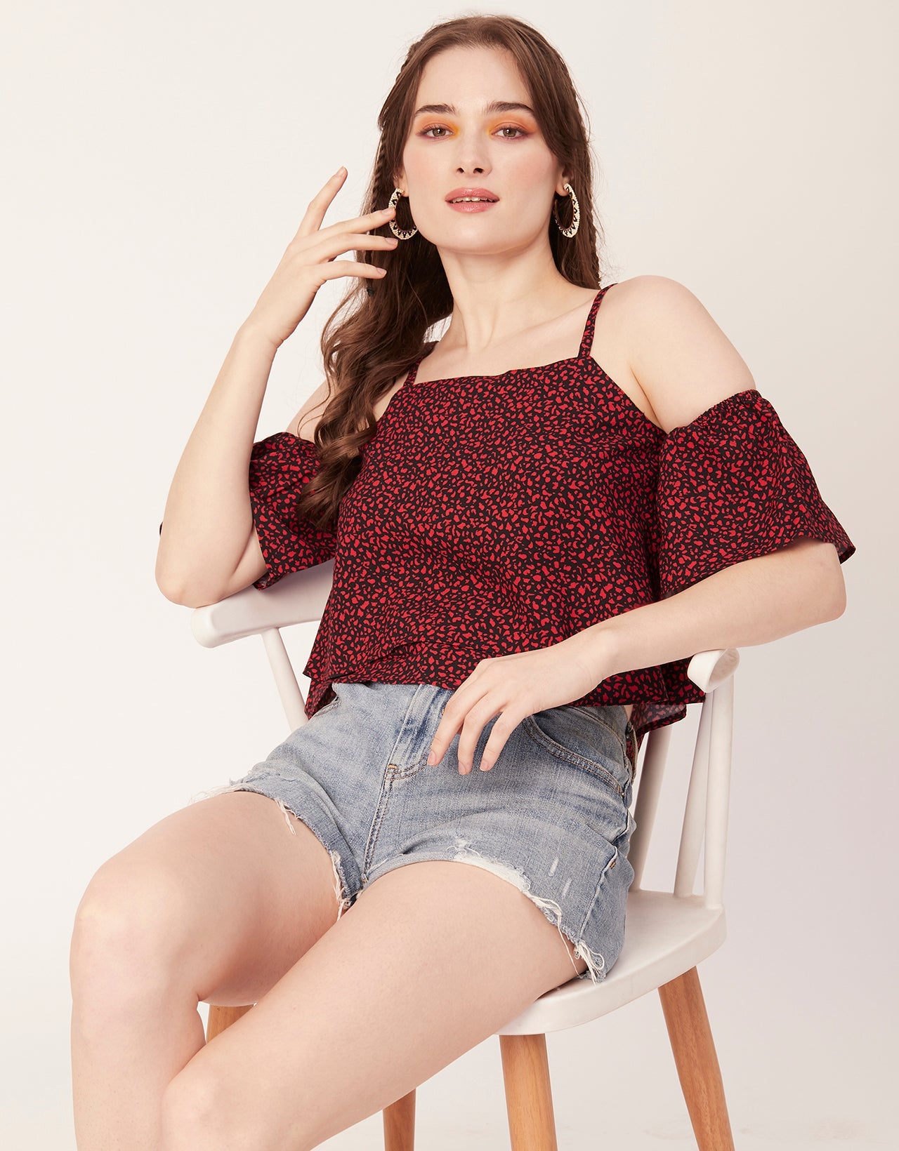 Printed Ruffled Crop Top