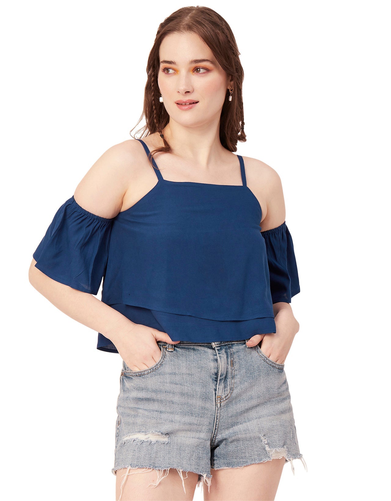 Printed Ruffled Crop Top