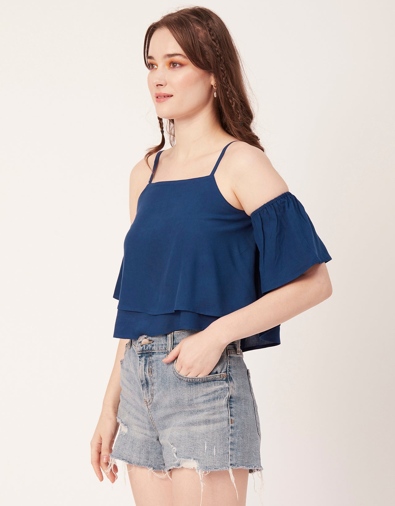 Printed Ruffled Crop Top
