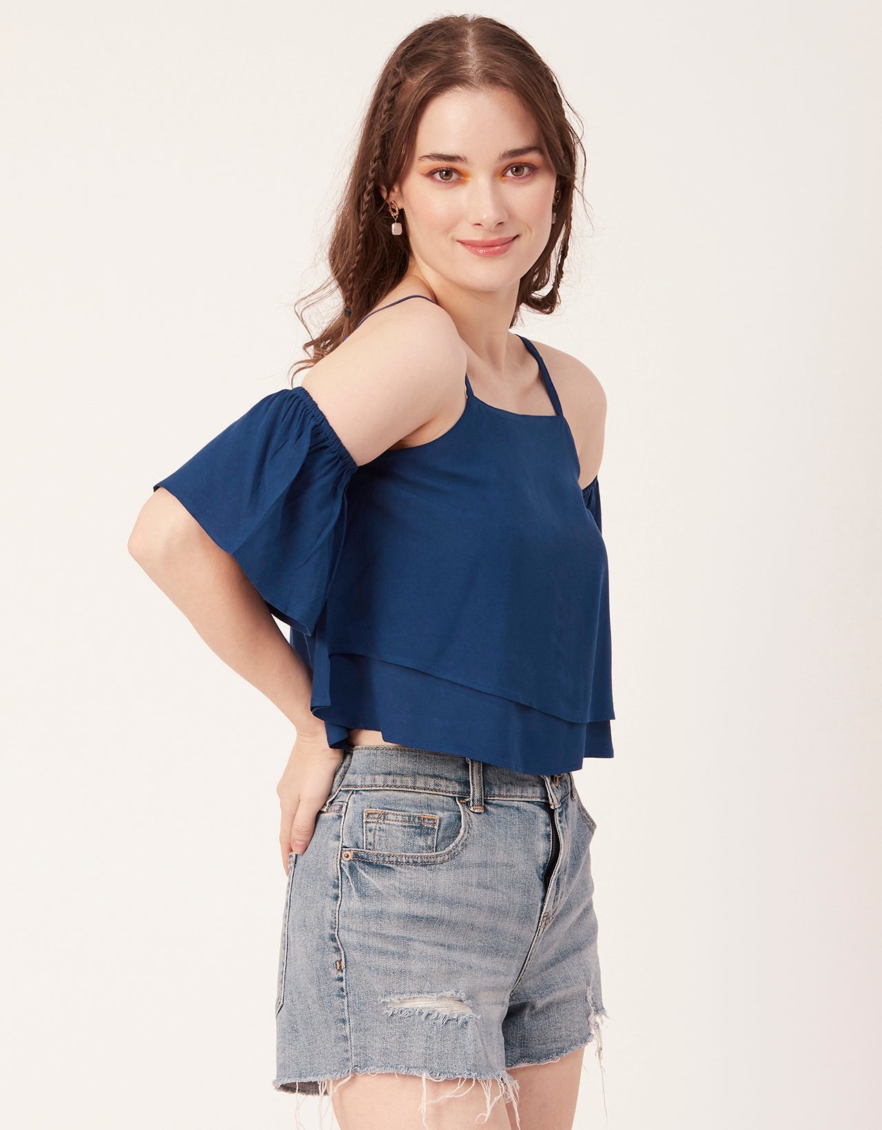 Printed Ruffled Crop Top