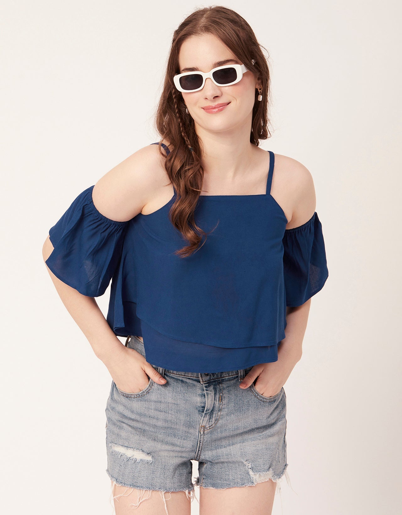 Printed Ruffled Crop Top