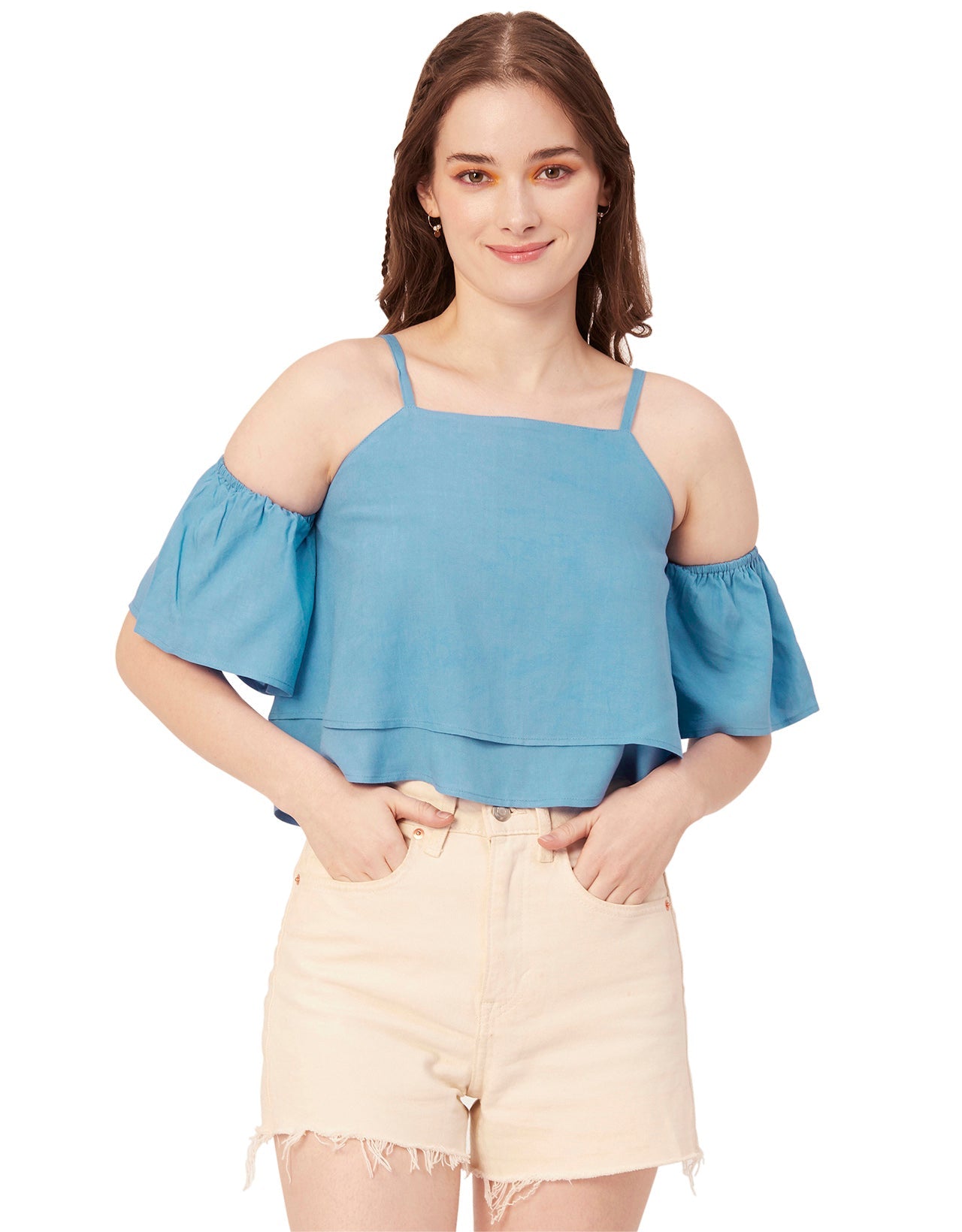 Printed Ruffled Crop Top