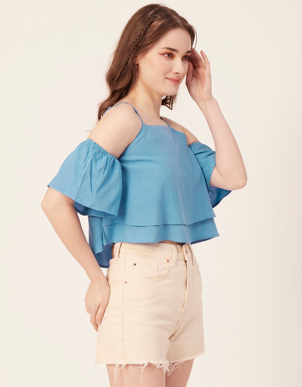 Printed Ruffled Crop Top