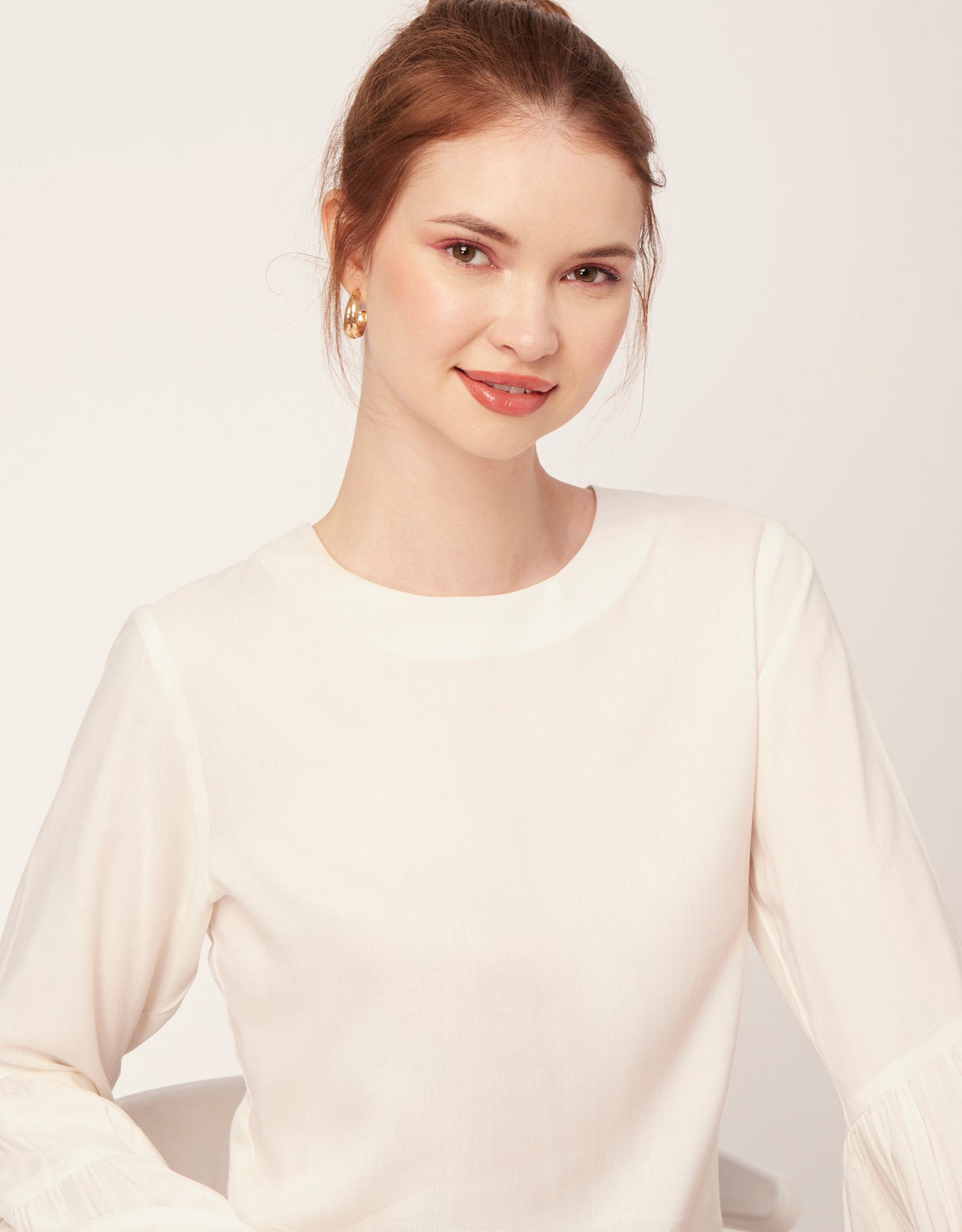 Solid Ruffle Bell Sleeve
