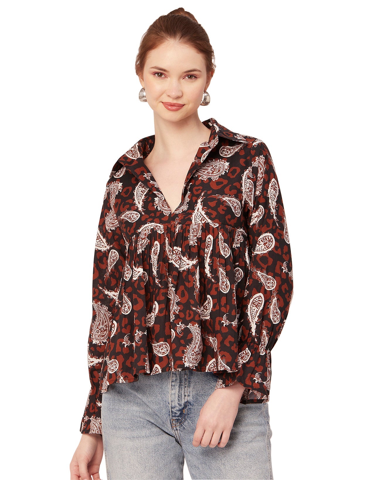 Printed Pleated Summer Top