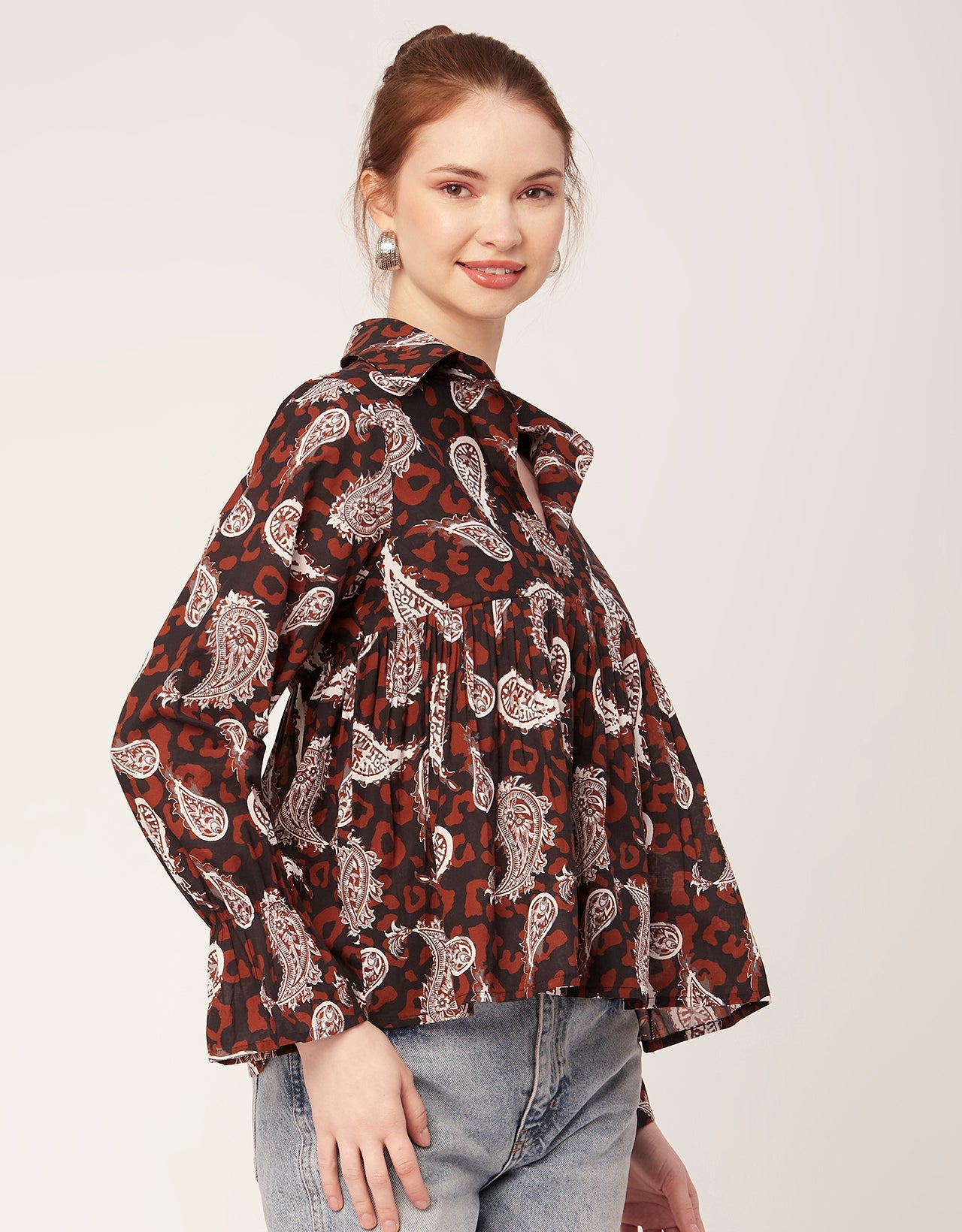 Printed Pleated Summer Top