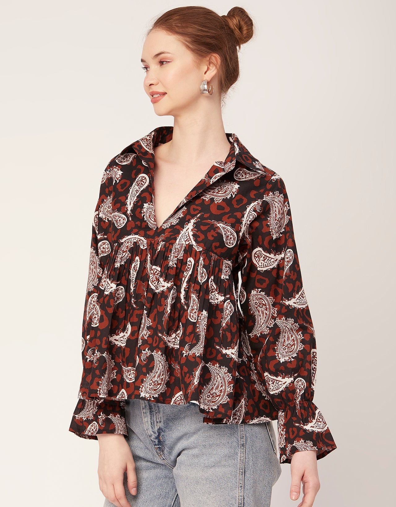 Printed Pleated Summer Top