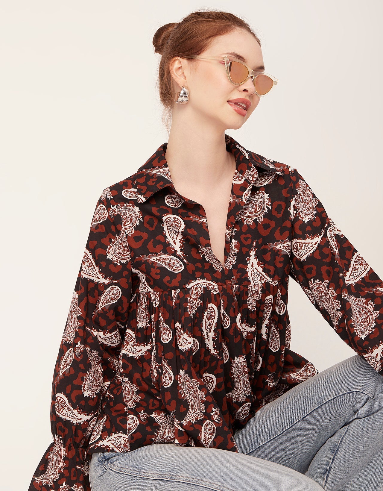 Printed Pleated Summer Top