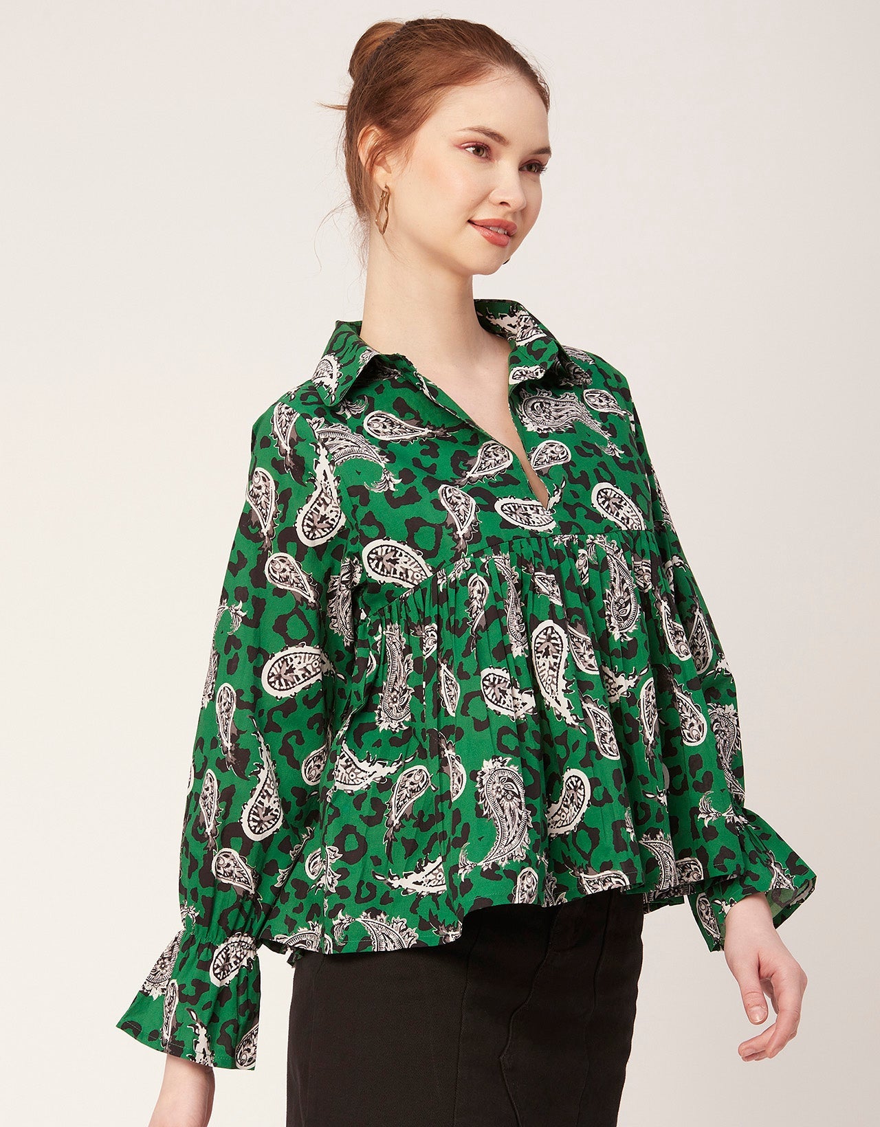 Printed Pleated Summer Top