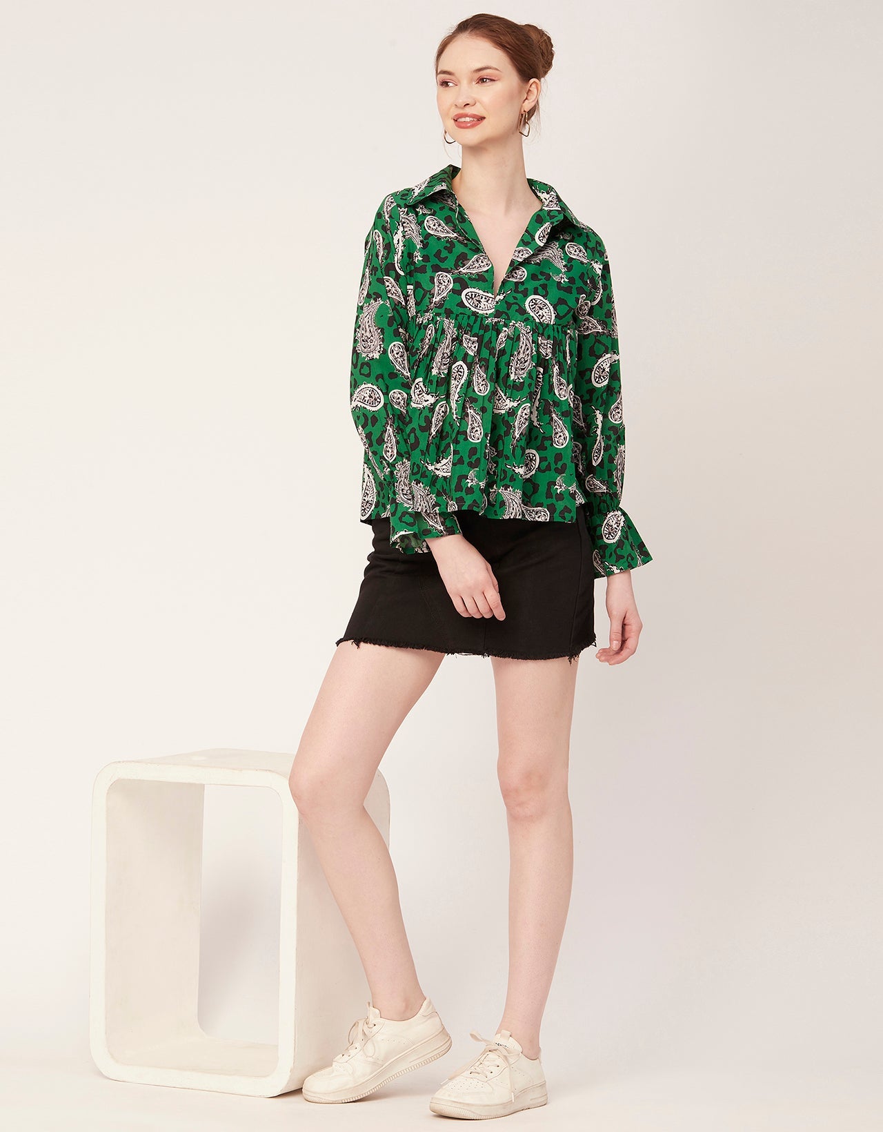Printed Pleated Summer Top