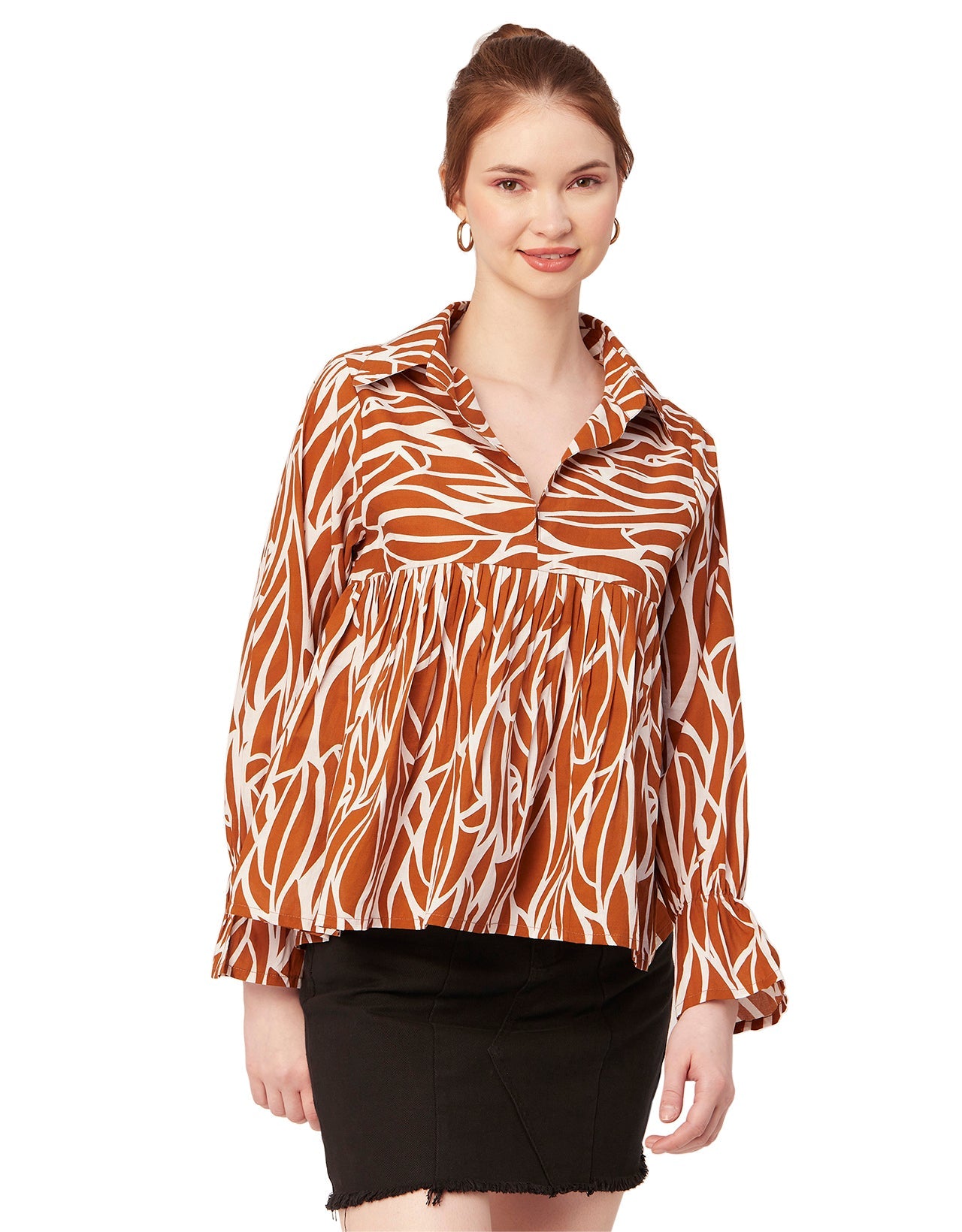 Printed Pleated Summer Top