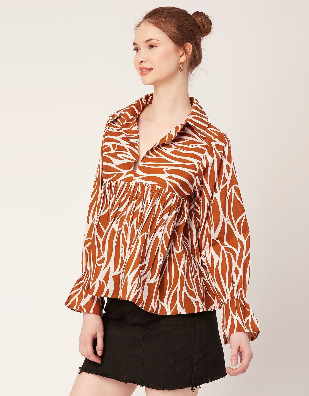 Printed Pleated Summer Top