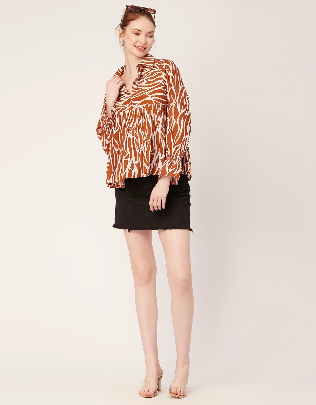 Printed Pleated Summer Top