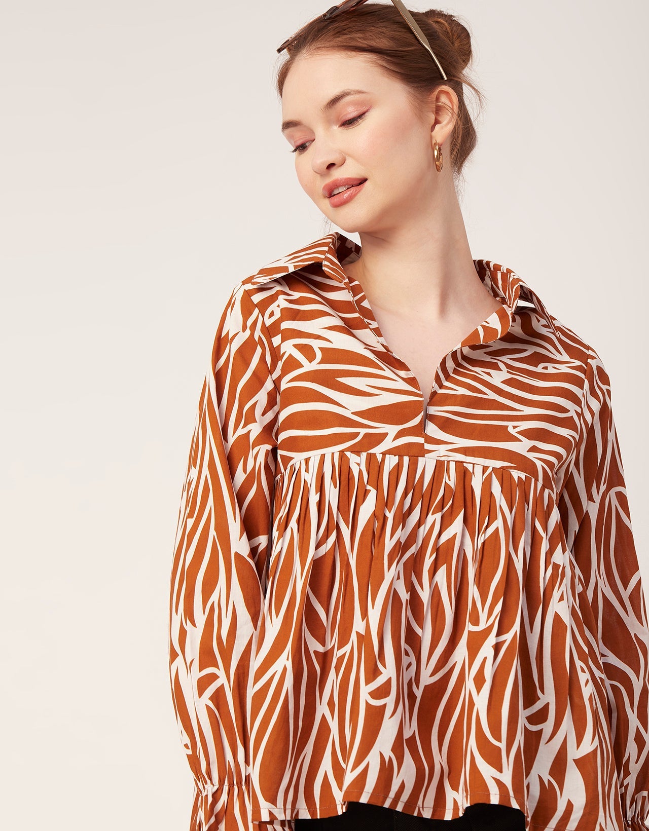 Printed Pleated Summer Top
