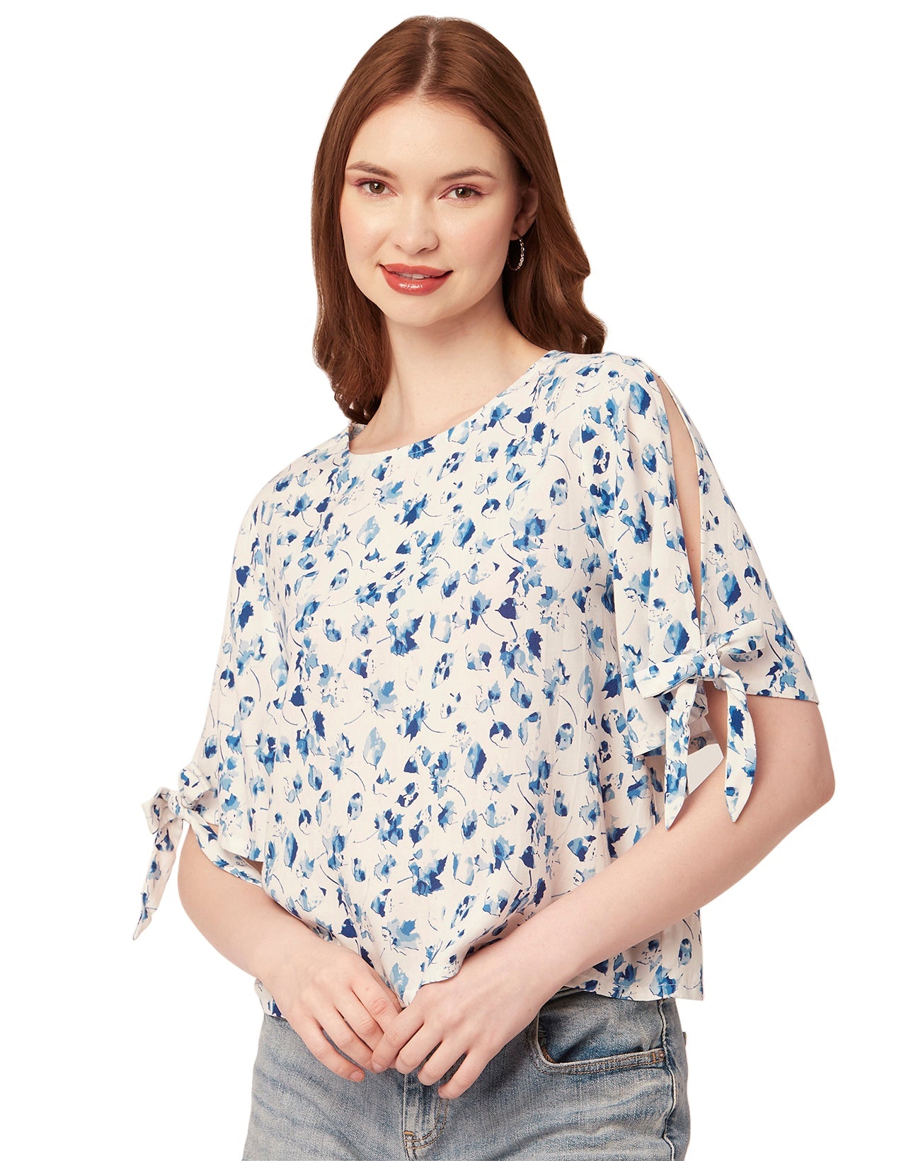 Printed Tie-Up Cold Shoulder