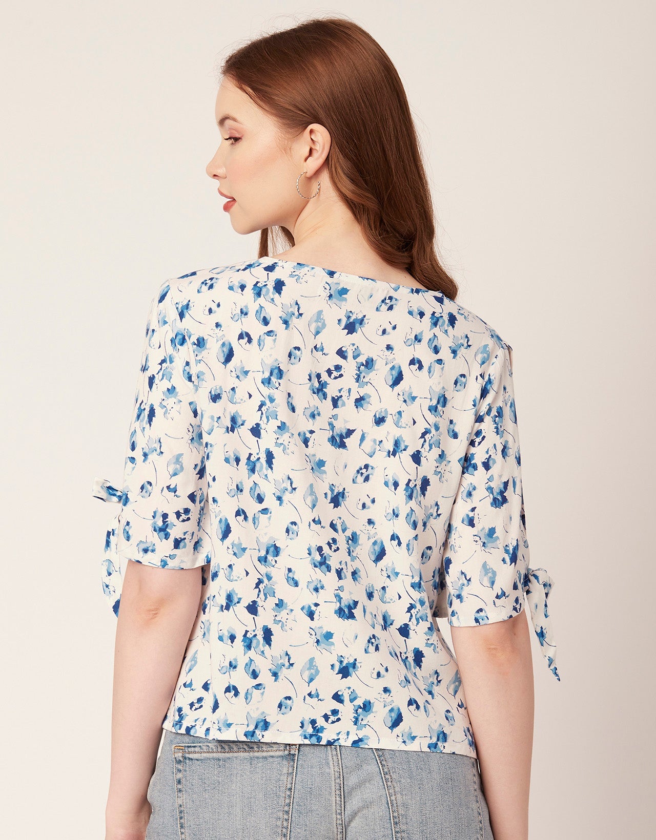 Printed Tie-Up Cold Shoulder