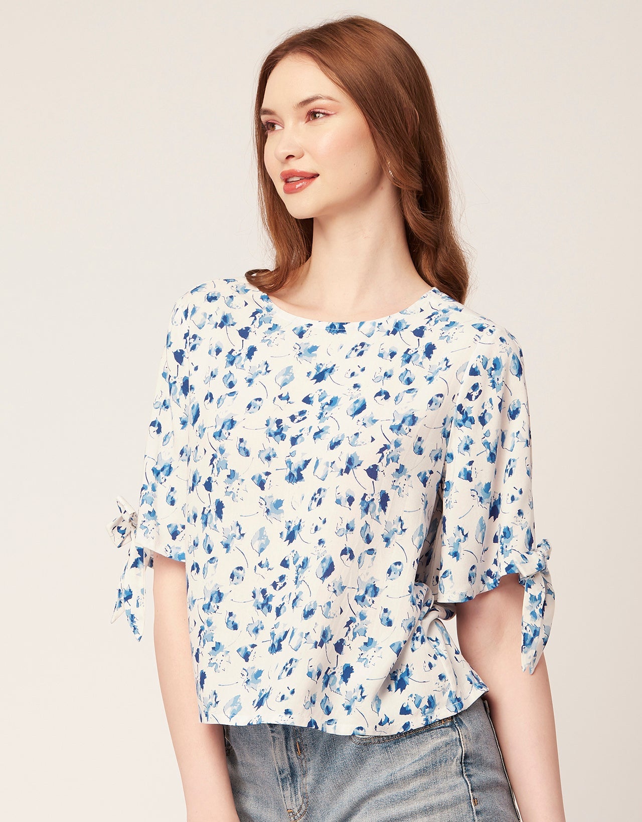 Printed Tie-Up Cold Shoulder