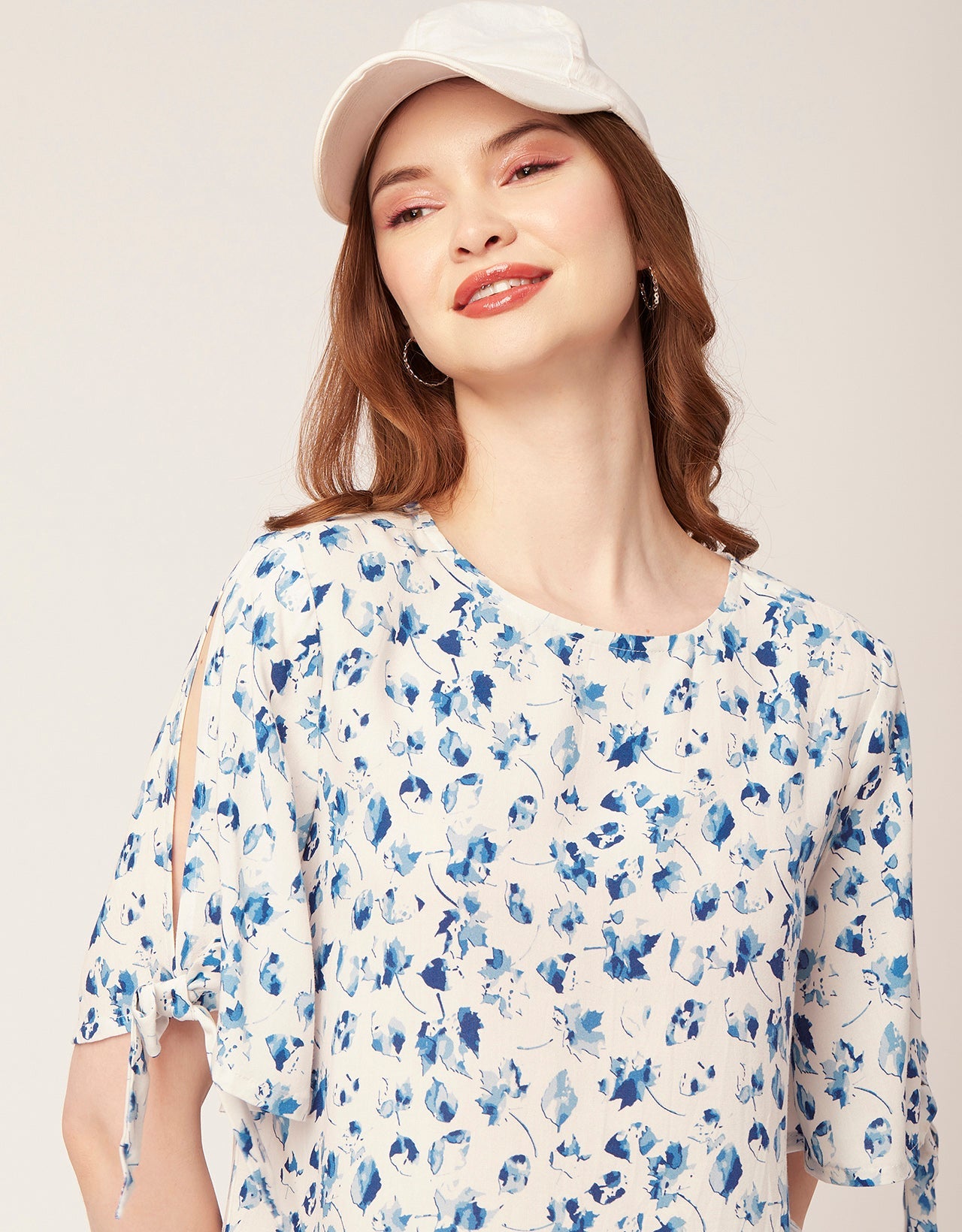 Printed Tie-Up Cold Shoulder