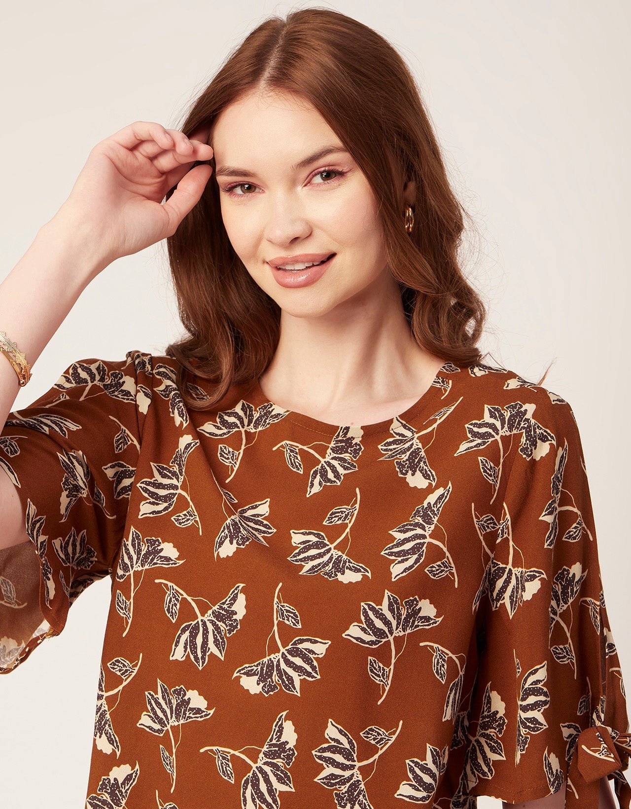 Printed Tie-Up Cold Shoulder