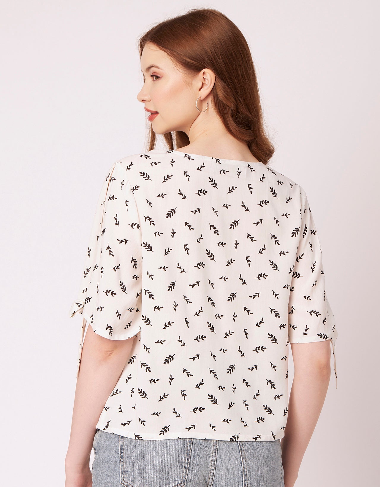 Printed Tie-Up Cold Shoulder