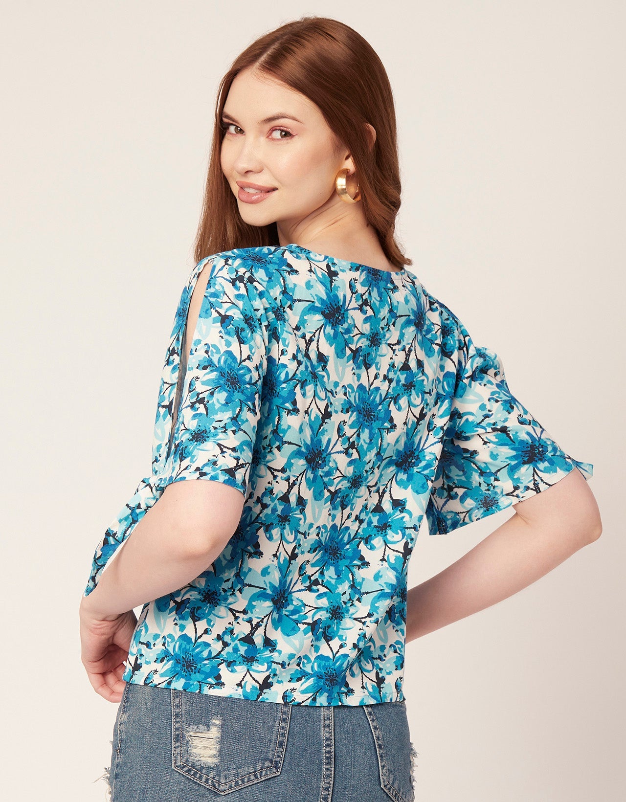 Printed Tie-Up Cold Shoulder