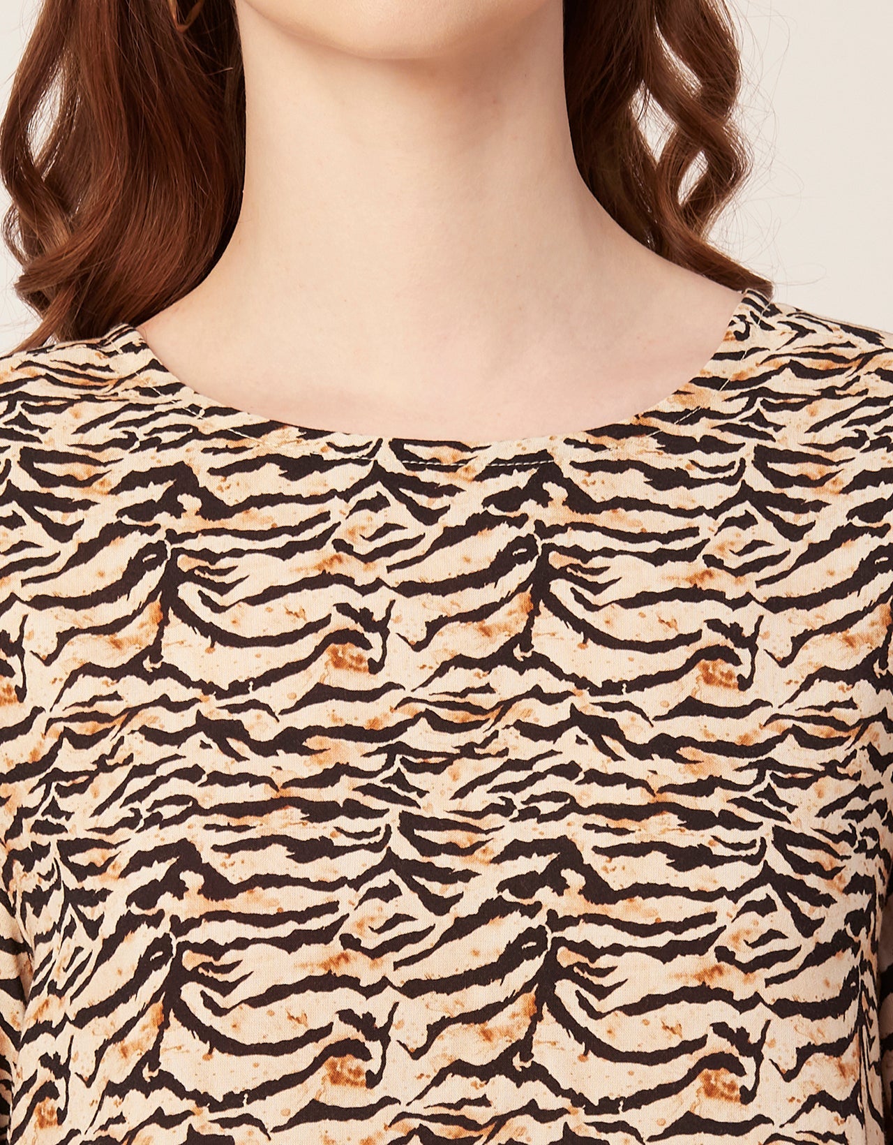 Printed Tie-Up Cold Shoulder