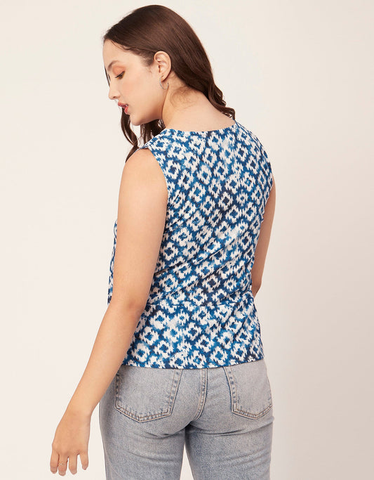 Printed V-Neck Tank Top