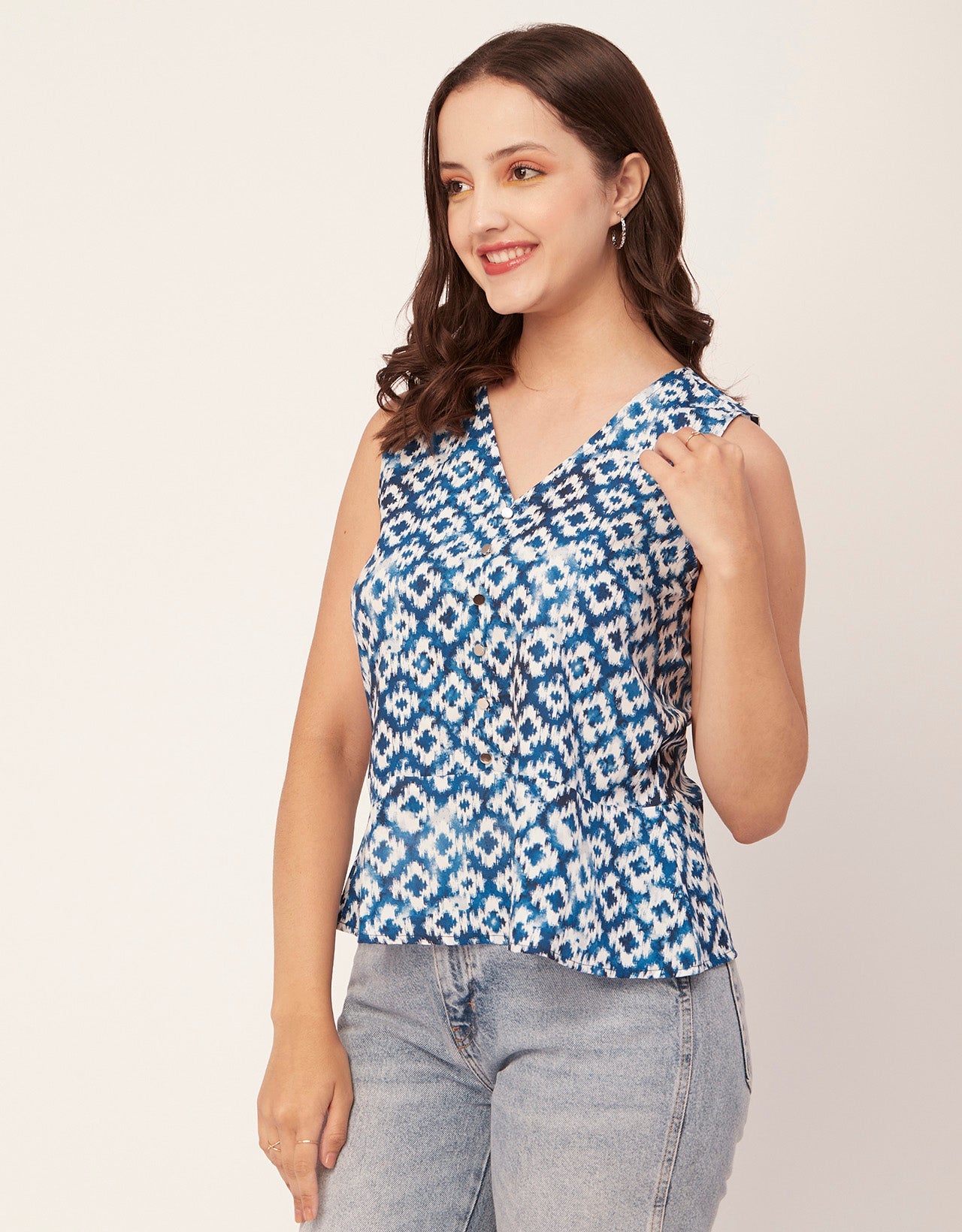 Printed V-Neck Tank Top