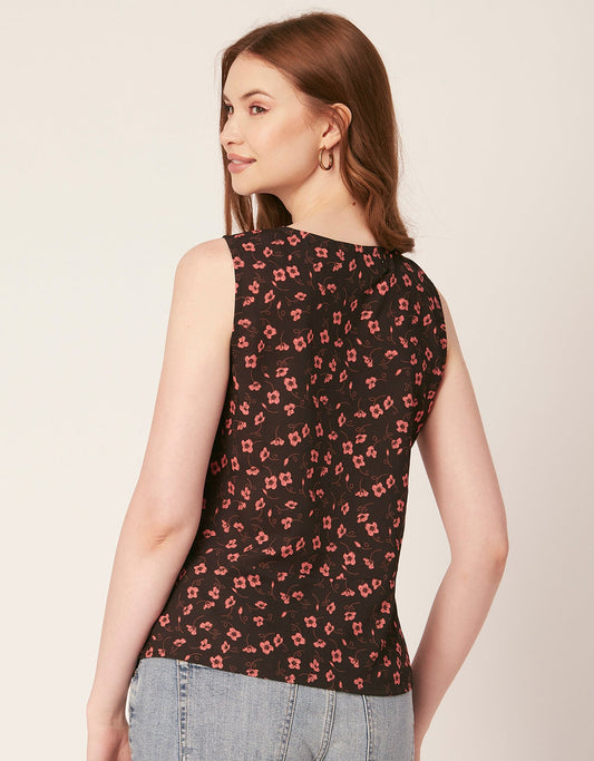 Printed V-Neck Tank Top