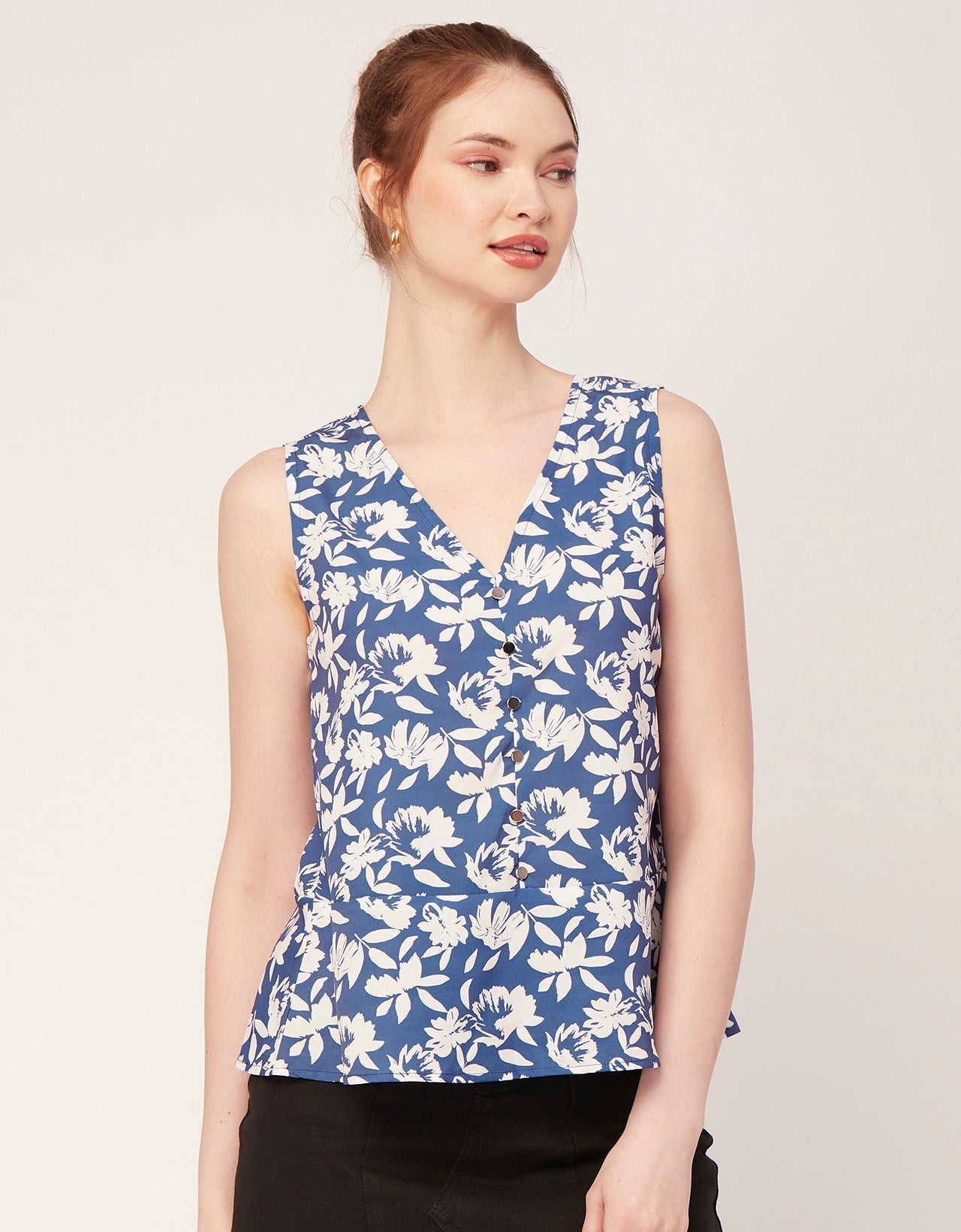 Printed V-Neck Tank Top