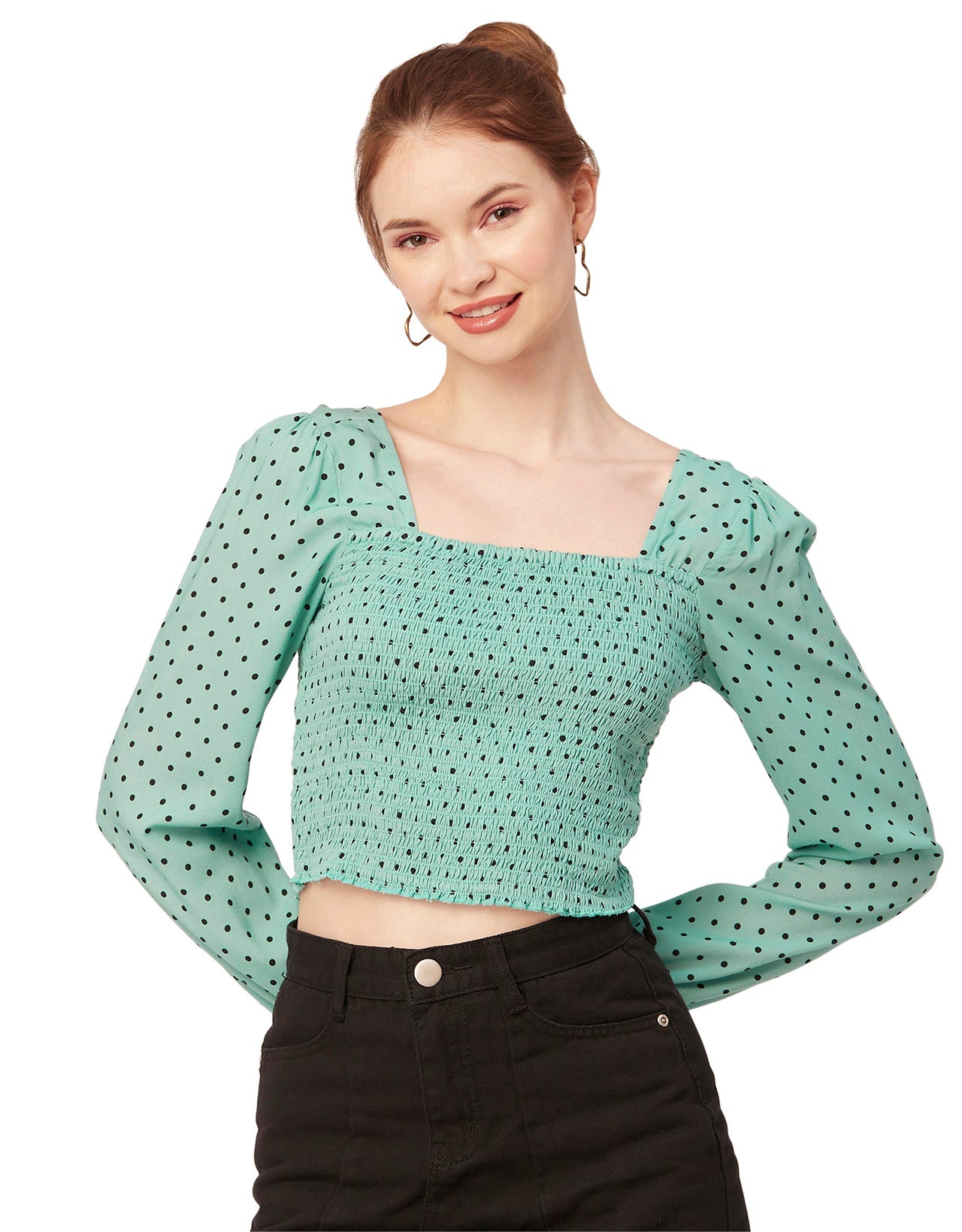 Printed Square Neck Smocked