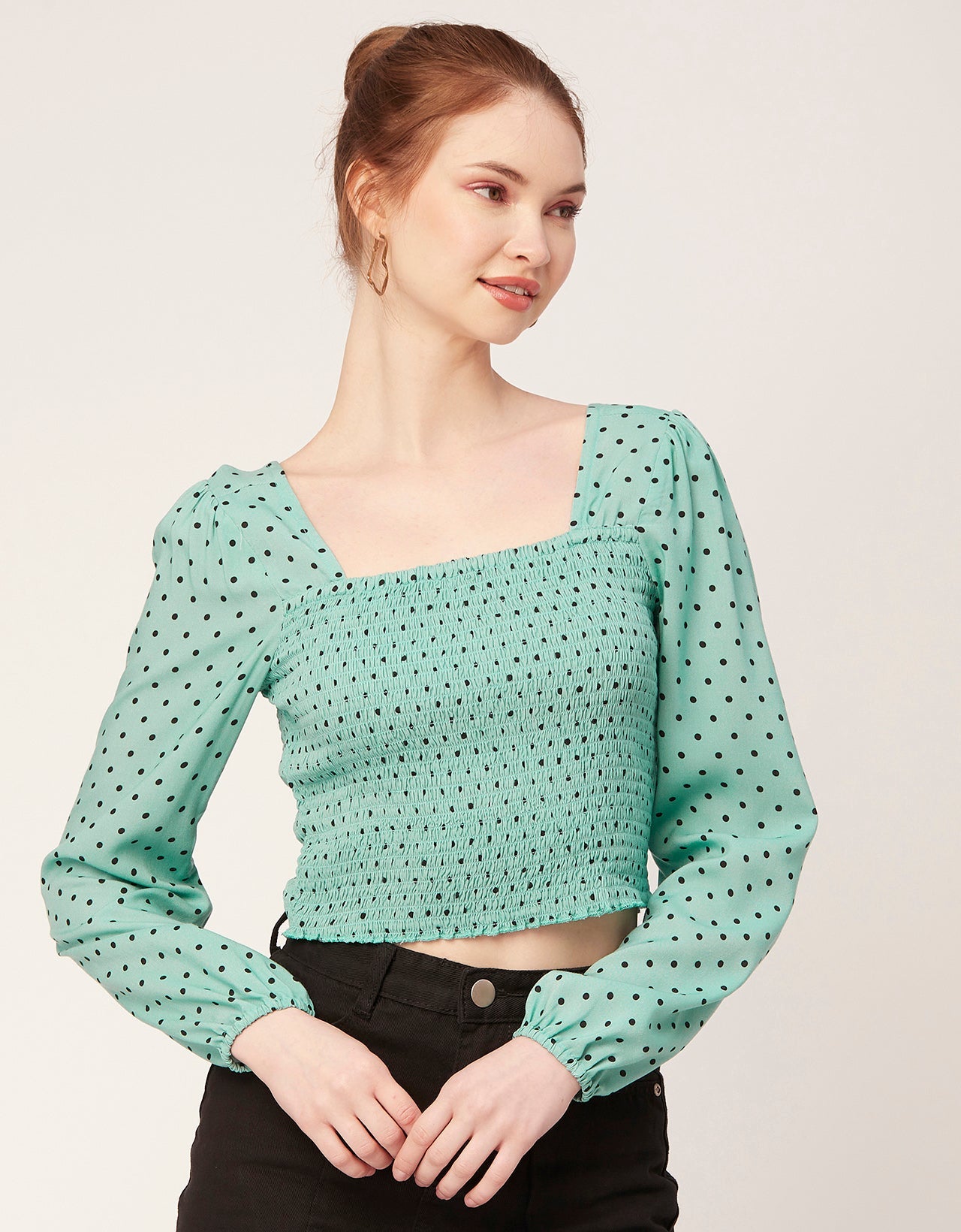 Printed Square Neck Smocked
