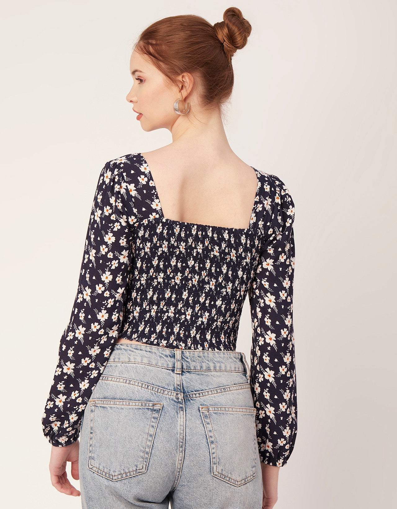 Printed Square Neck Smocked