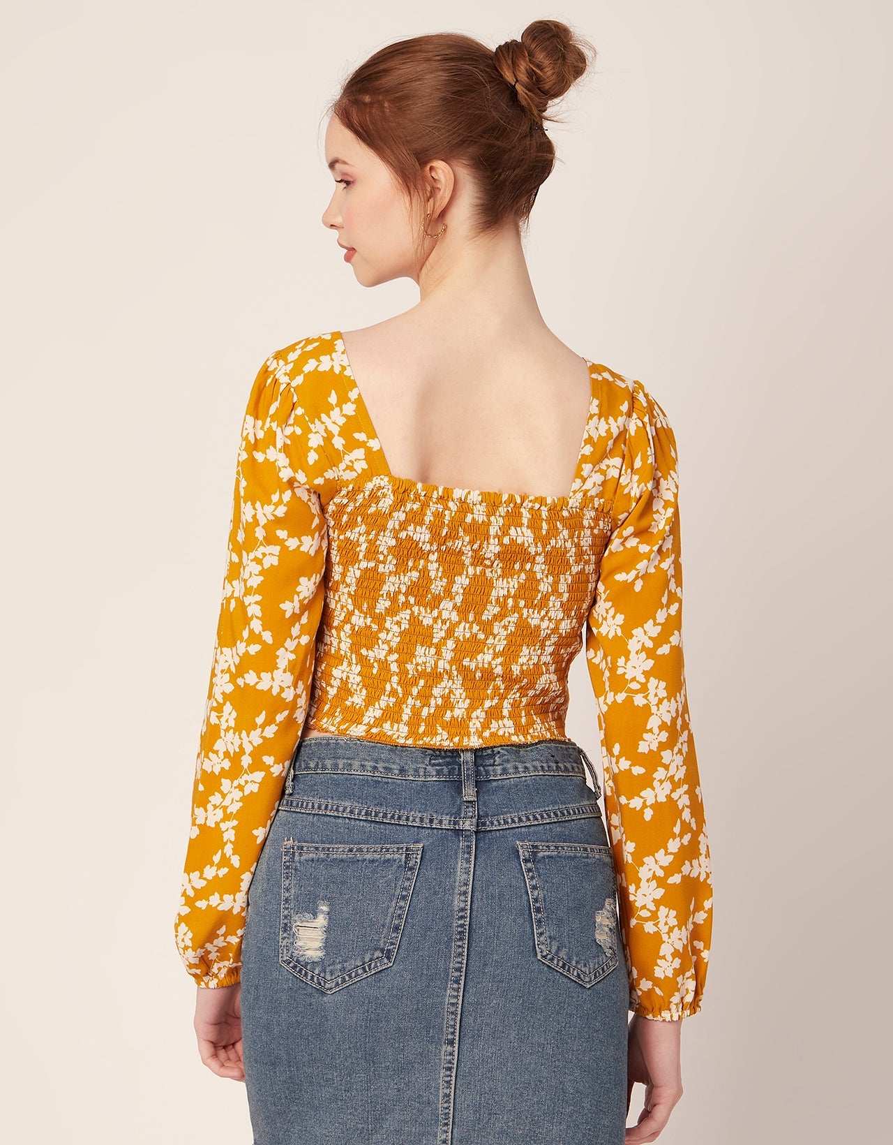 Printed Square Neck Smocked
