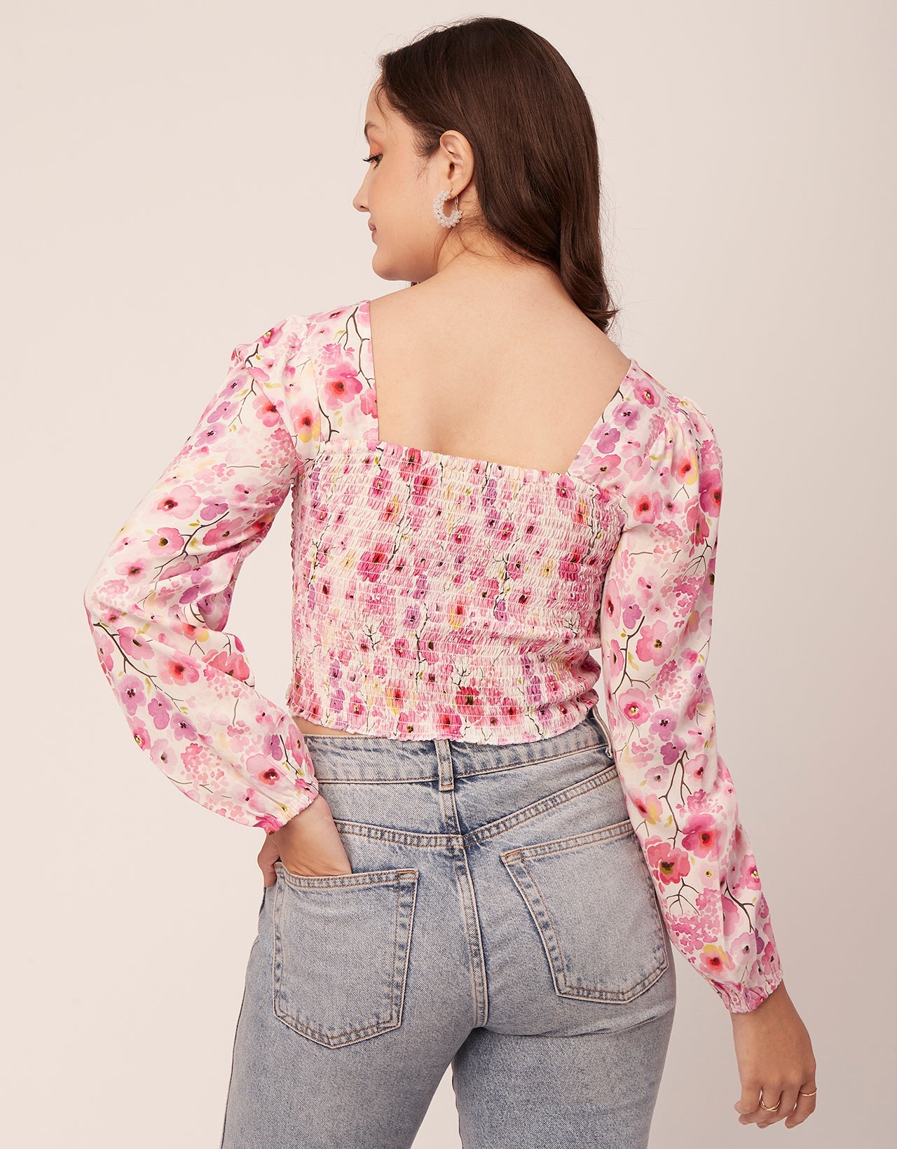 Printed Square Neck Smocked