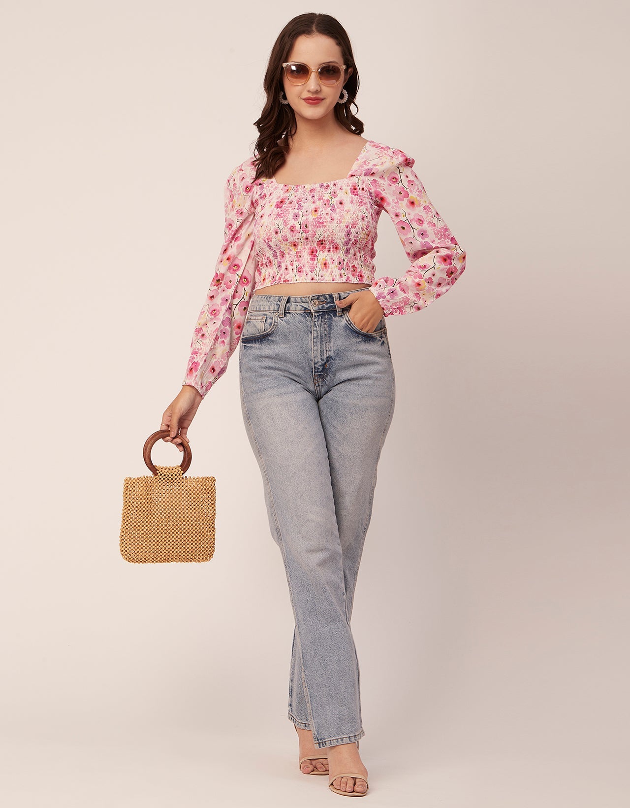 Printed Square Neck Smocked