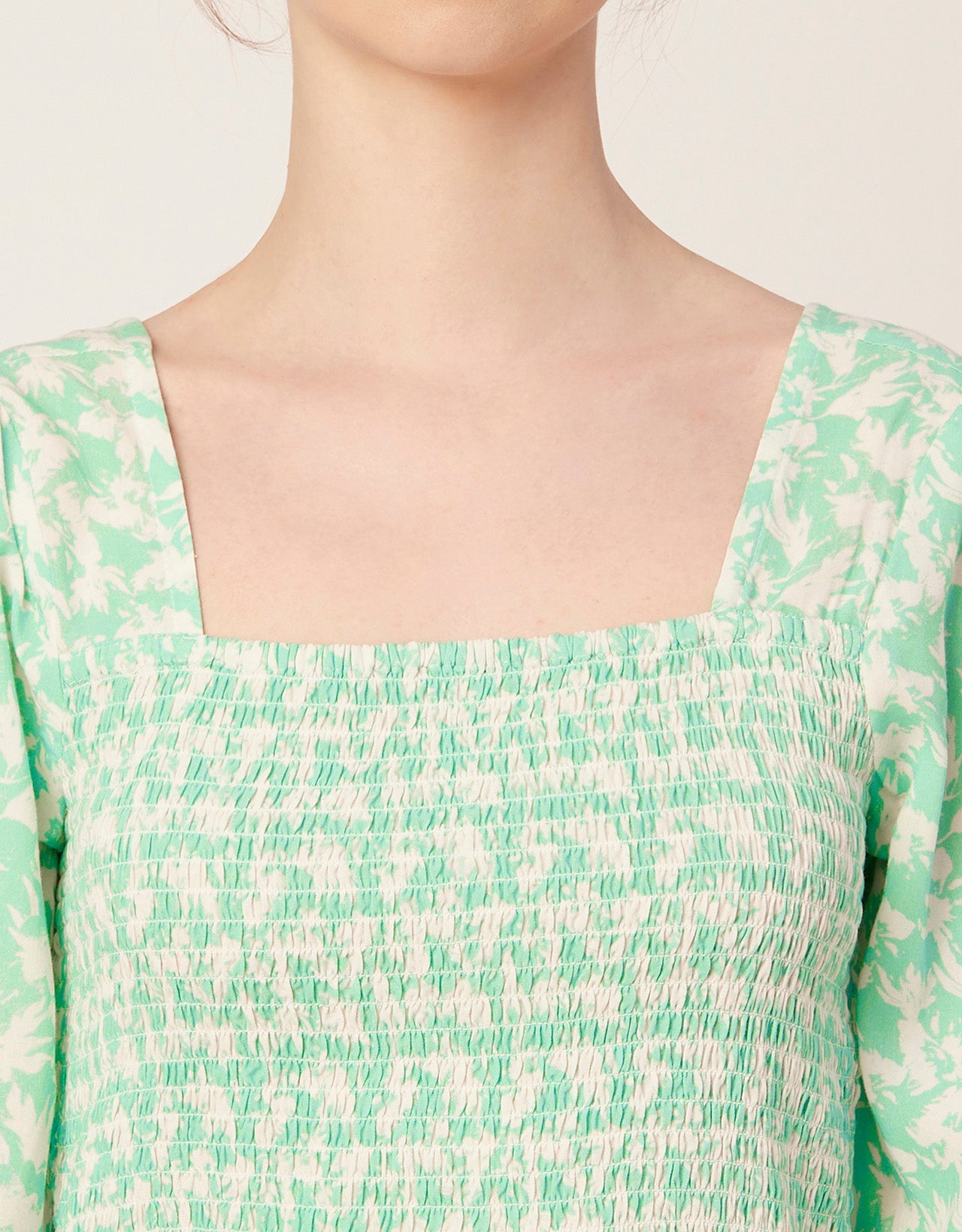 Printed Square Neck Smocked