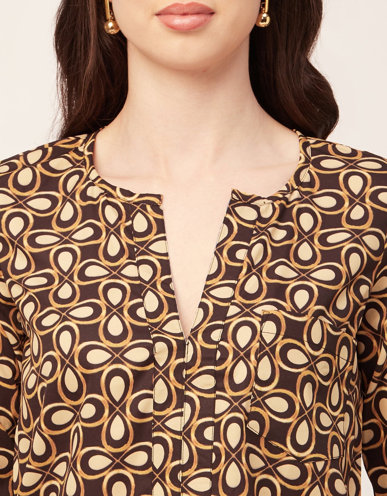 Printed V Neck Short Top