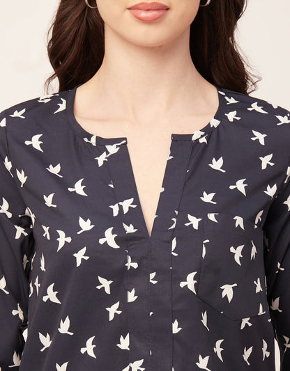 Printed V Neck Short Top