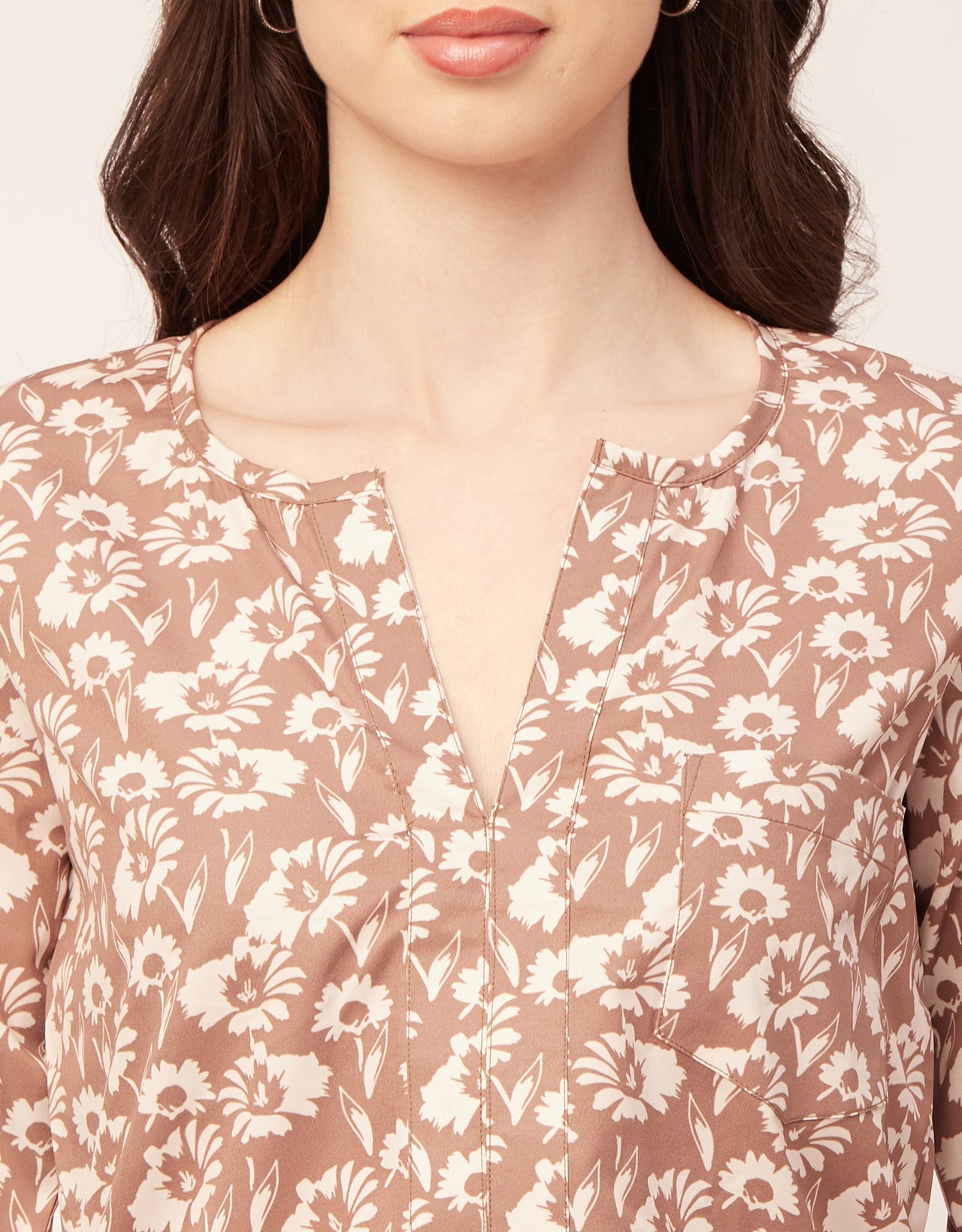 Printed V Neck Short Top