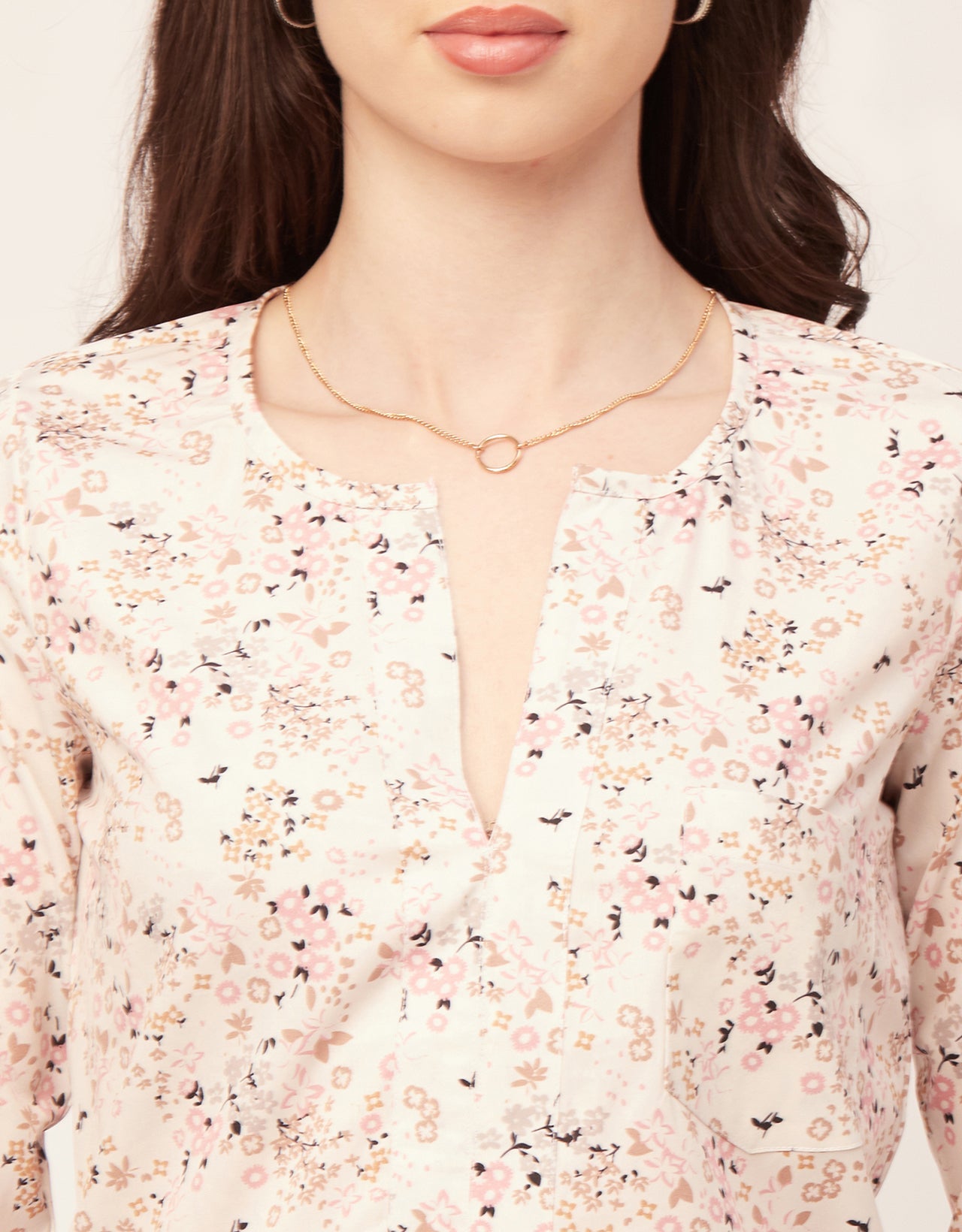 Printed V Neck Short Top