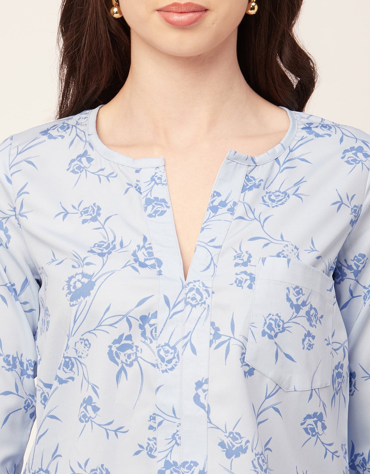 Printed V Neck Short Top