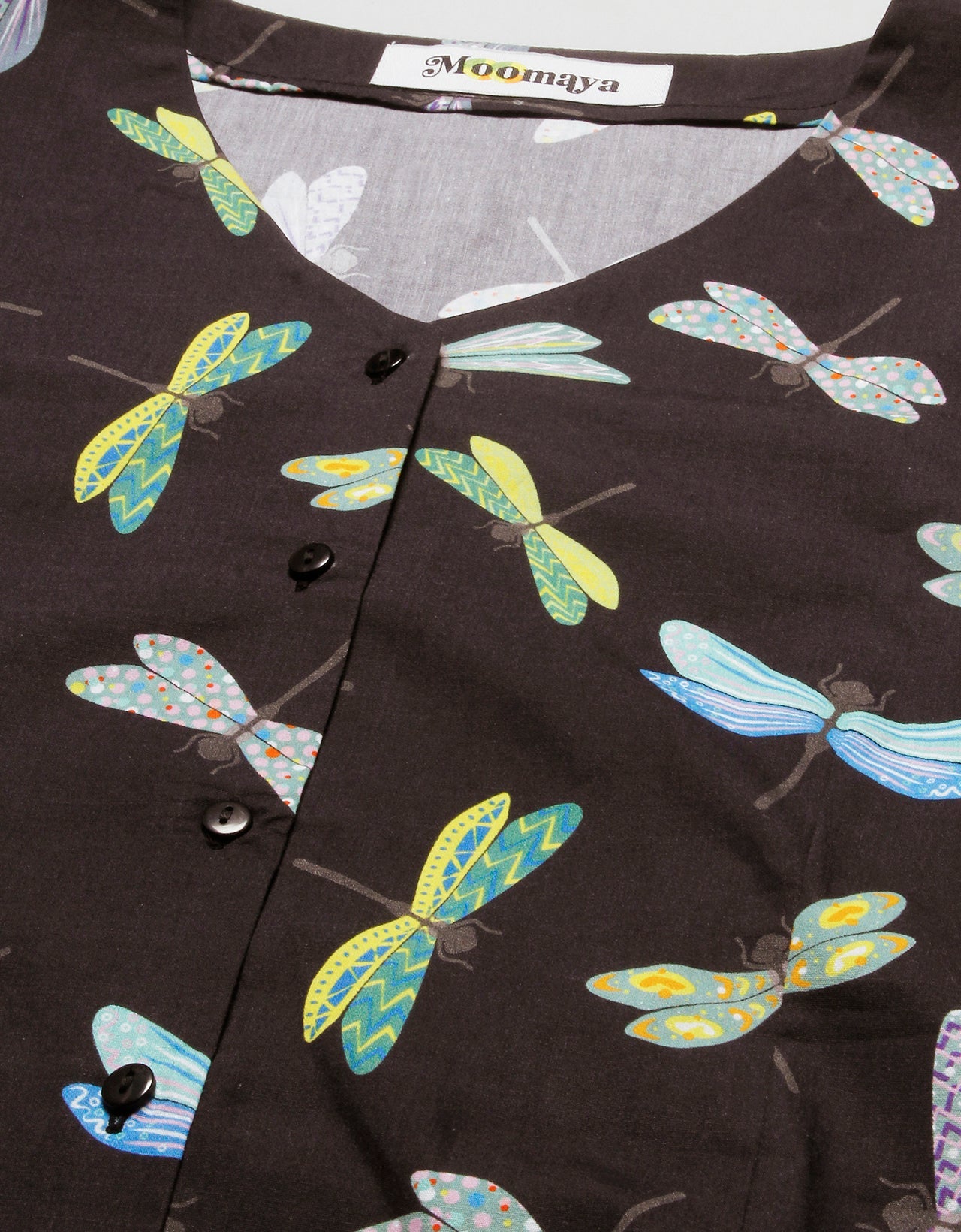 Printed V Neck Puff Sleeve