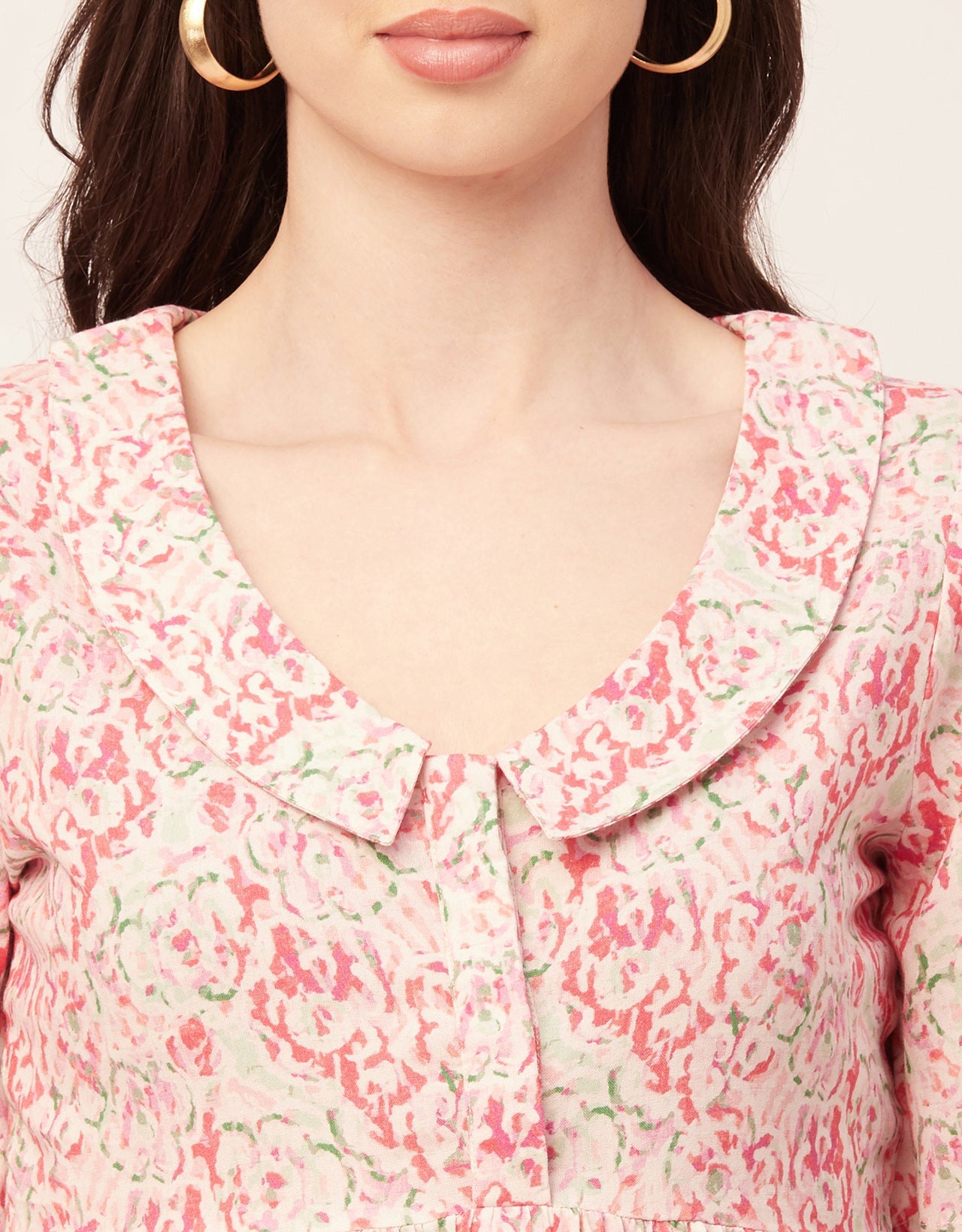 Printed Peplum Flutter Top