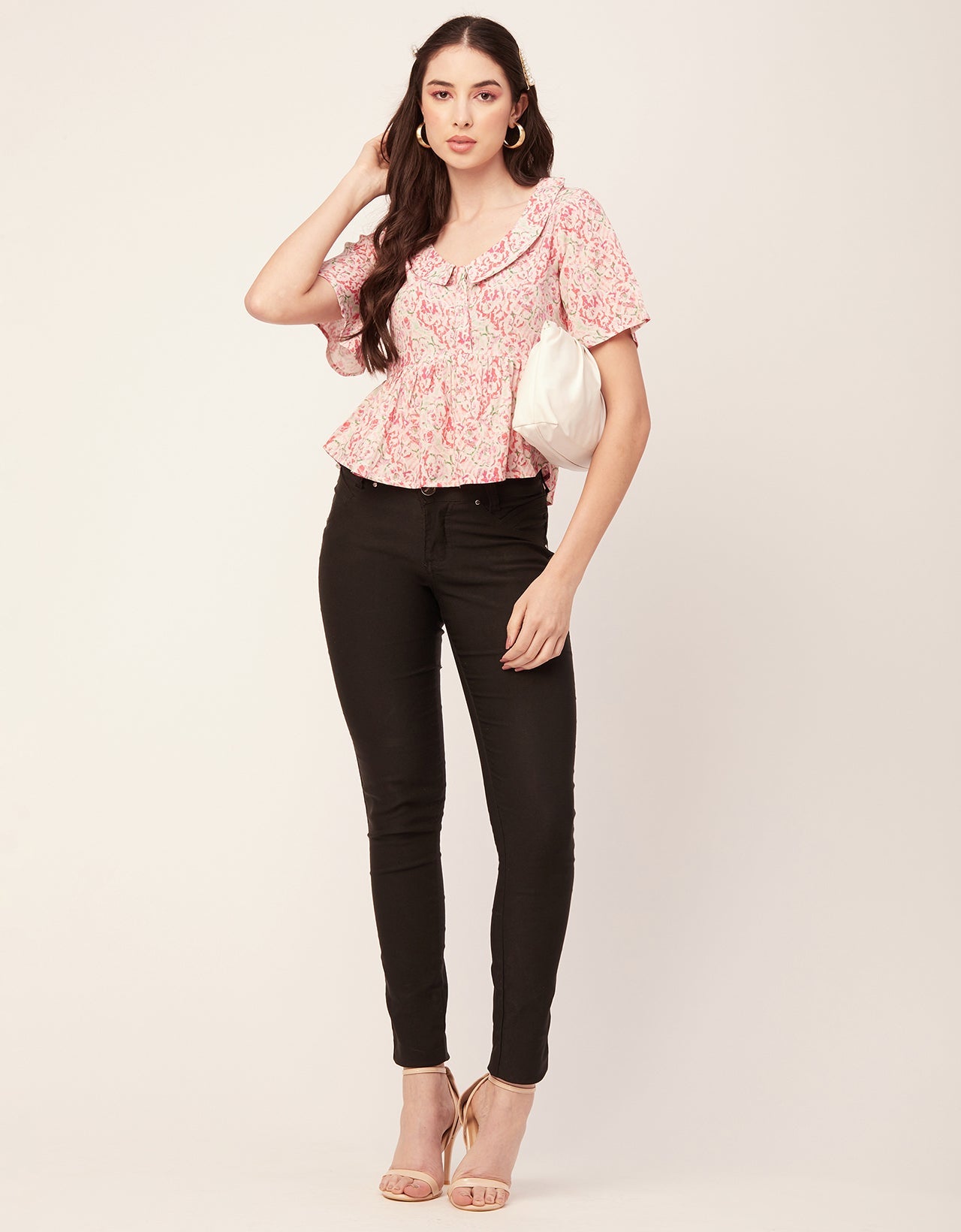 Printed Peplum Flutter Top