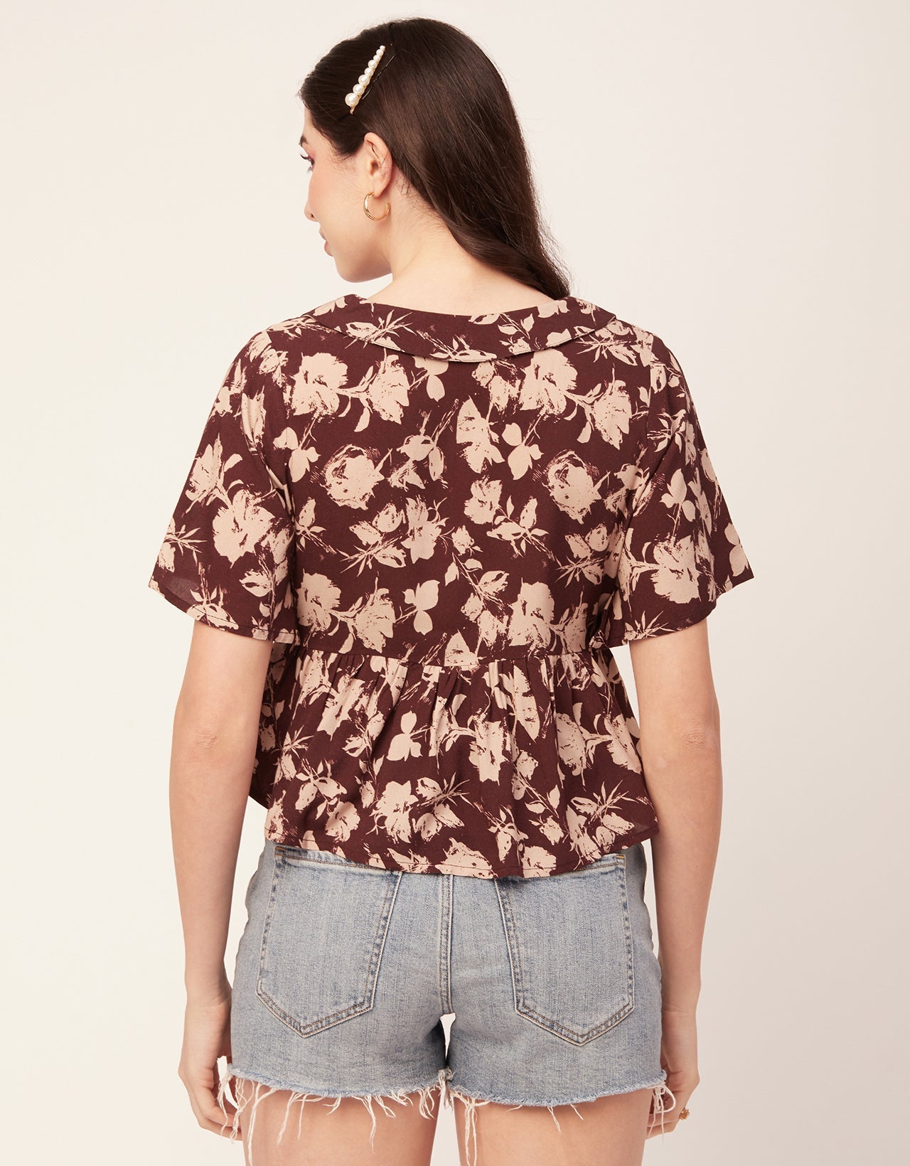 Printed Peplum Flutter Top