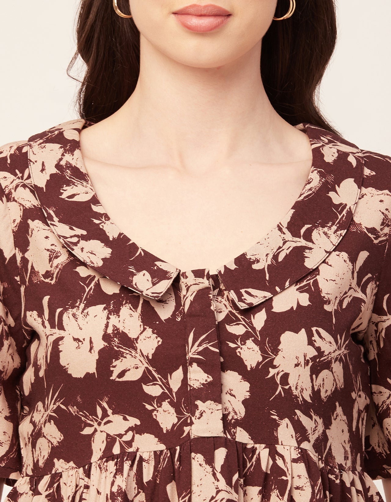 Printed Peplum Flutter Top