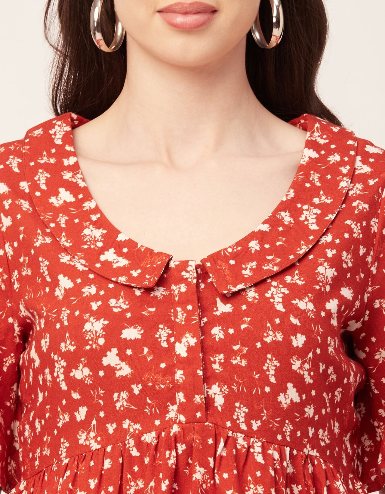 Printed Peplum Flutter Top