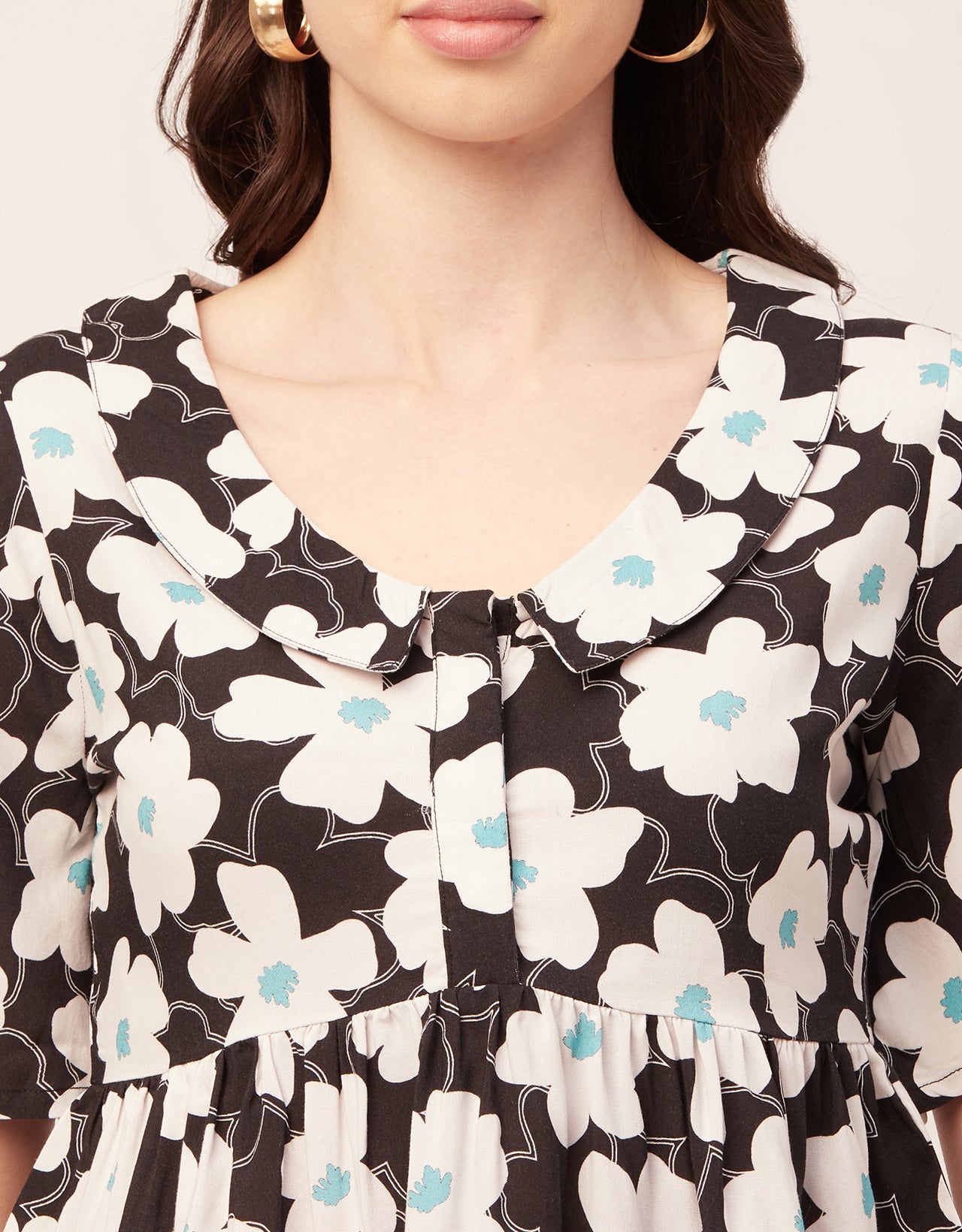 Printed Peplum Flutter Top